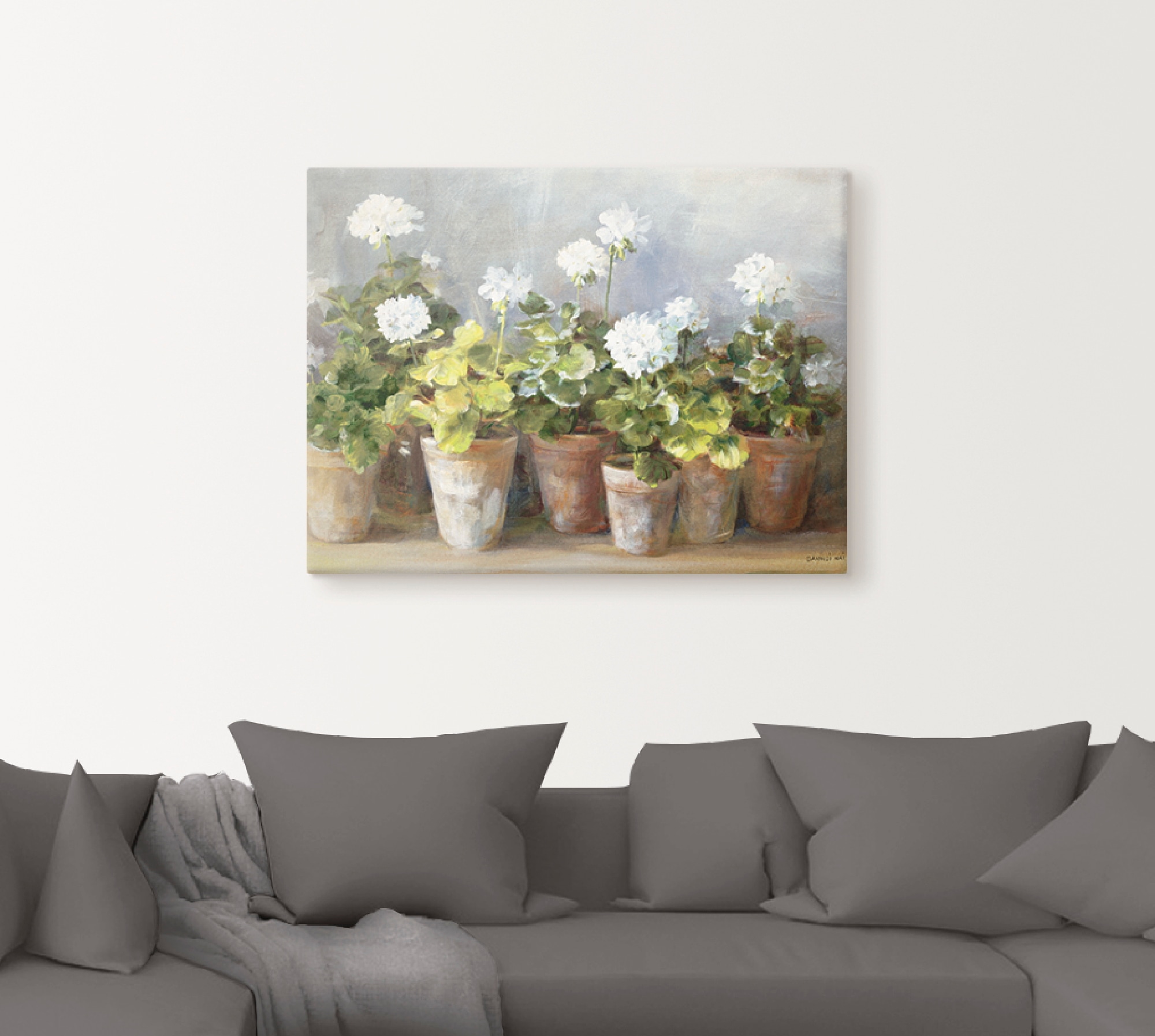 Artland Wandbild "Weiße Geranien", Blumen, (1 St.), als Leinwandbild, Poste günstig online kaufen