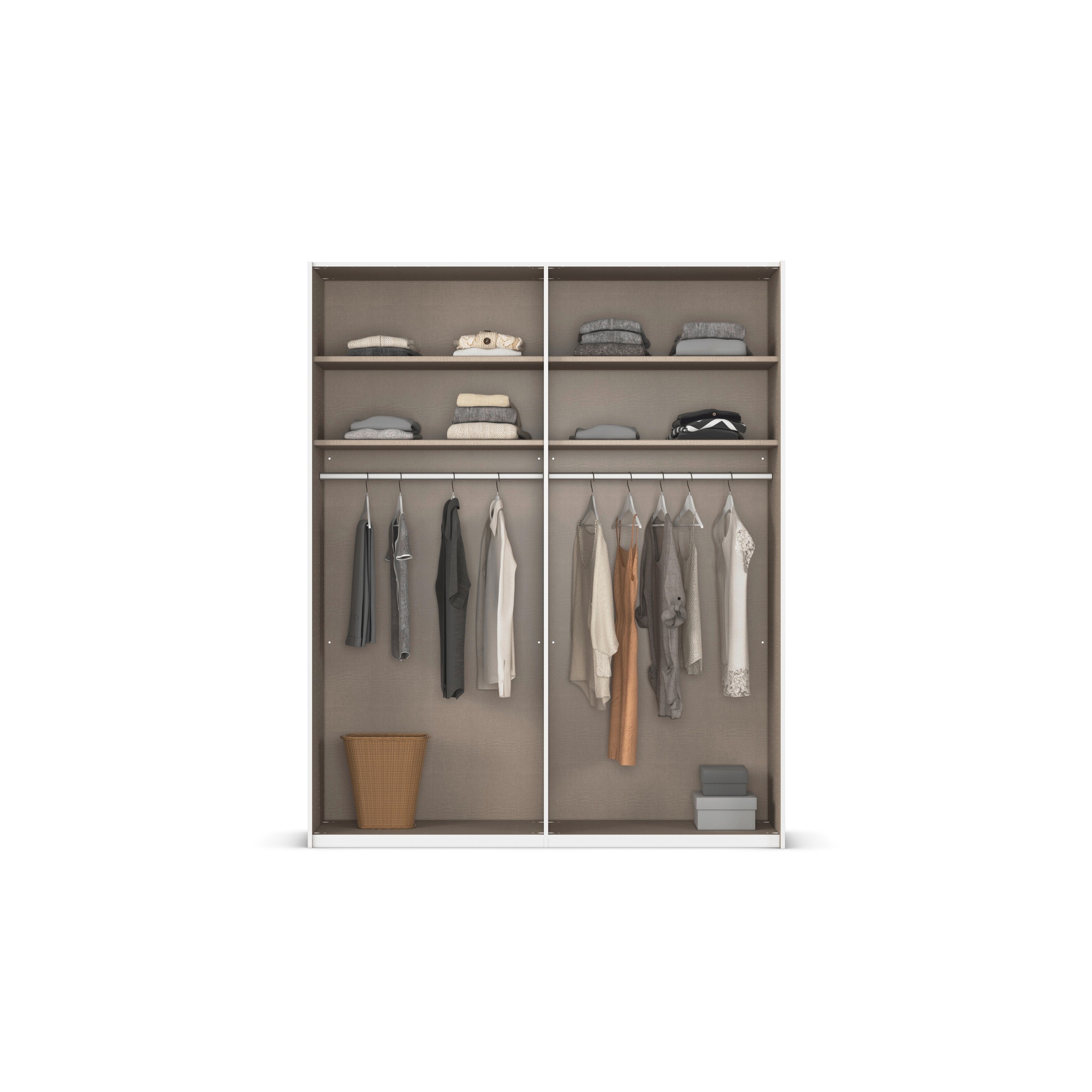 rauch Schwebetürenschrank »Kleiderschrank Schrank Garderobe Schlafzimmerschrank EVELYN«, in elegantem Stil, in 5 Breiten, Griffe in Korpusfarbe MADE IN GERMANY