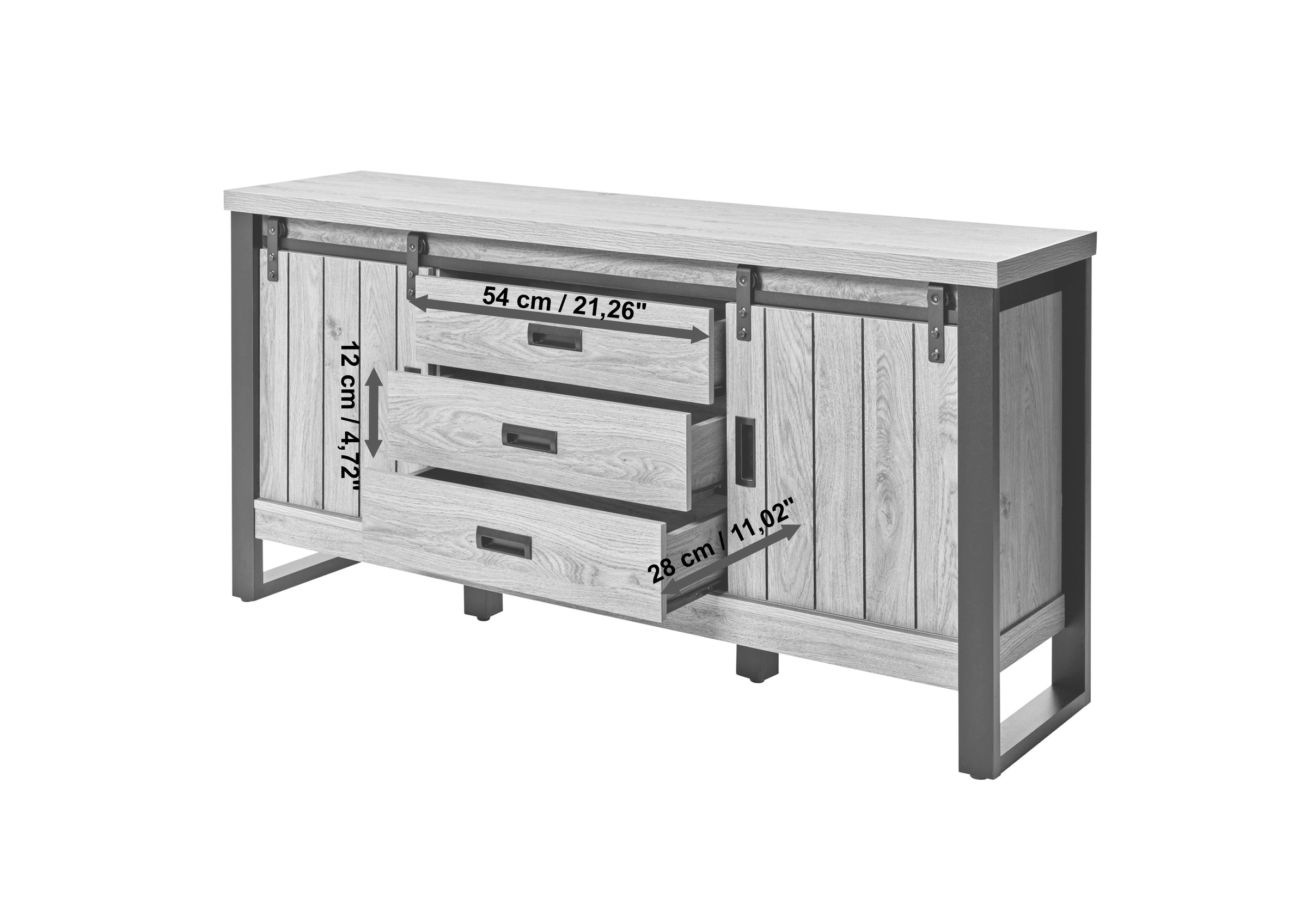 Jahnke Sideboard »SLIDE SBS 150«, (1 St.), Sideboard mit 2 Schiebetüren, Metallgestell, Breite ca. 150cm