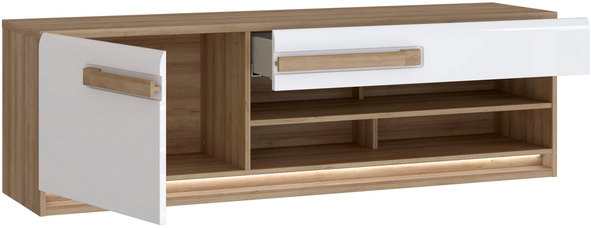 FORTE Lowboard »Attention TV-Board, TV-Schrank«, TV-Board, Beleuchtung, Soft Close, Kabelführung