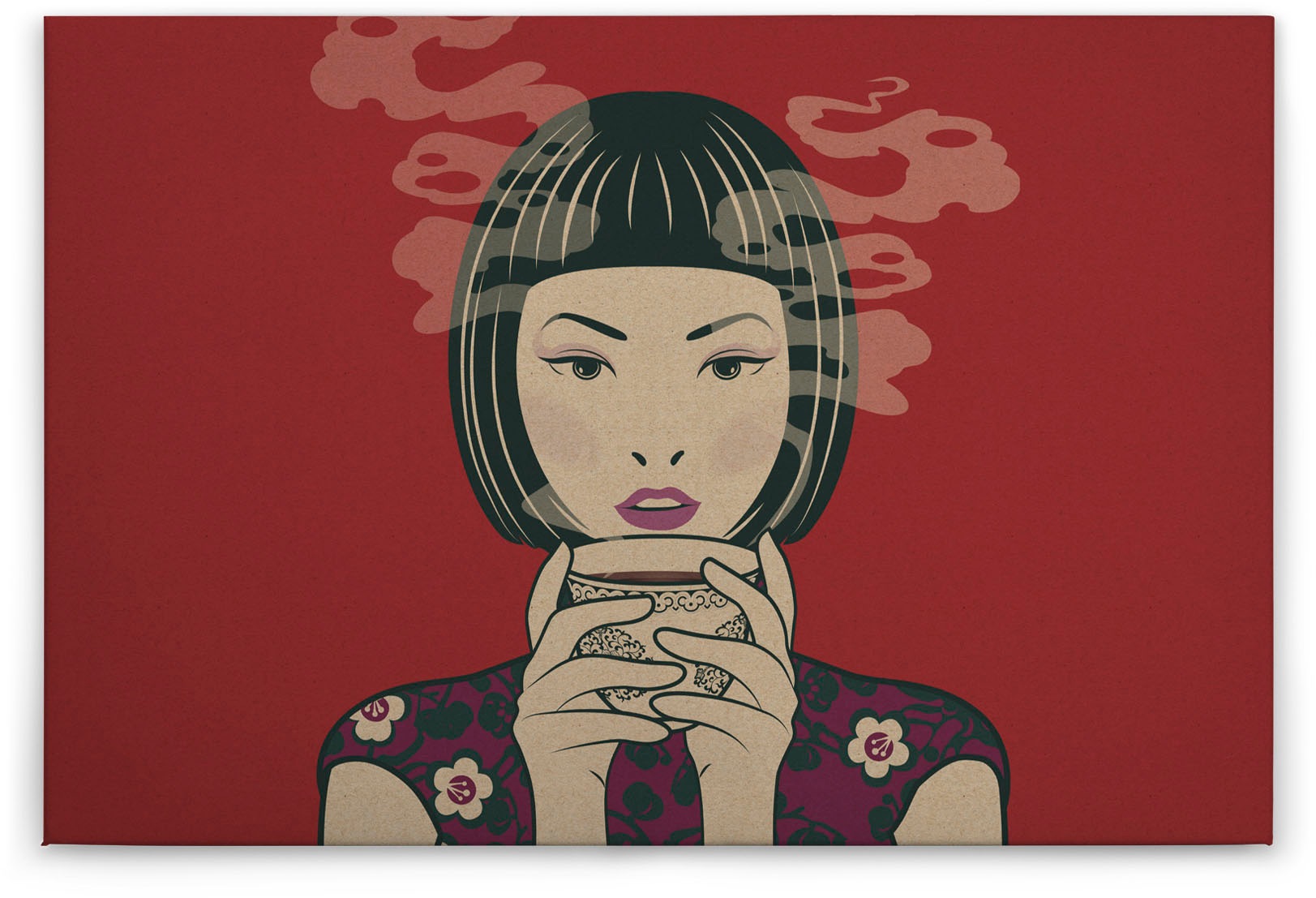 Bricoflor Japan Wandbild In Rot Tee Bild Auf Leinwand Im Manga Pop Art Stil günstig online kaufen