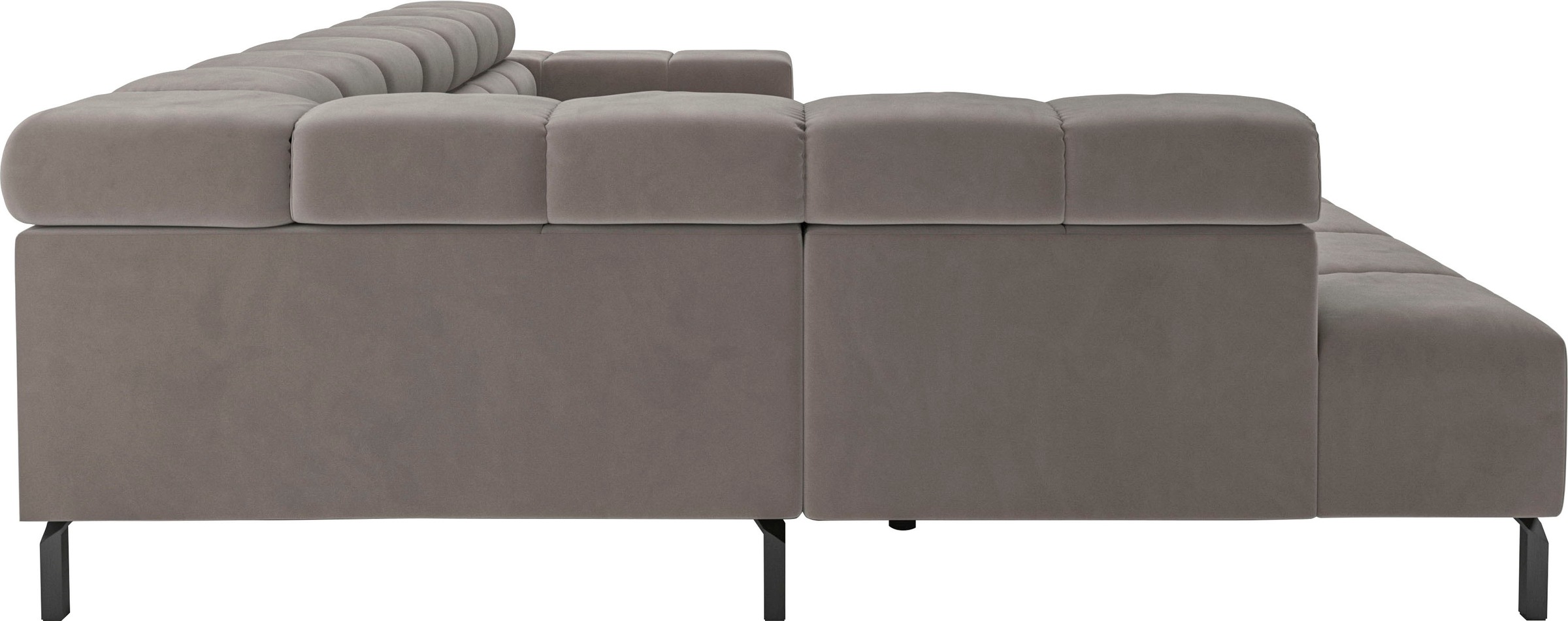 INOSIGN Ecksofa »Ancona New, wahlweise motorische Sitztiefenverstellung, auch in Cord«, feine Steppung, mit Kopfteilverstellung, 3 Zierkissen, L-Form