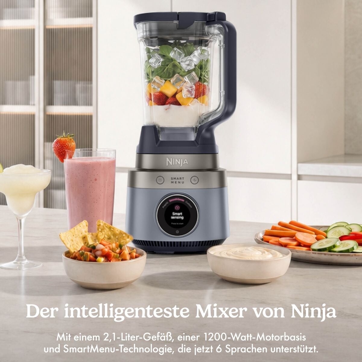 NINJA Standmixer »LB201EUBL1 Ninja CrushBOSS intelligenter Mixer – Graublau« 1200 W