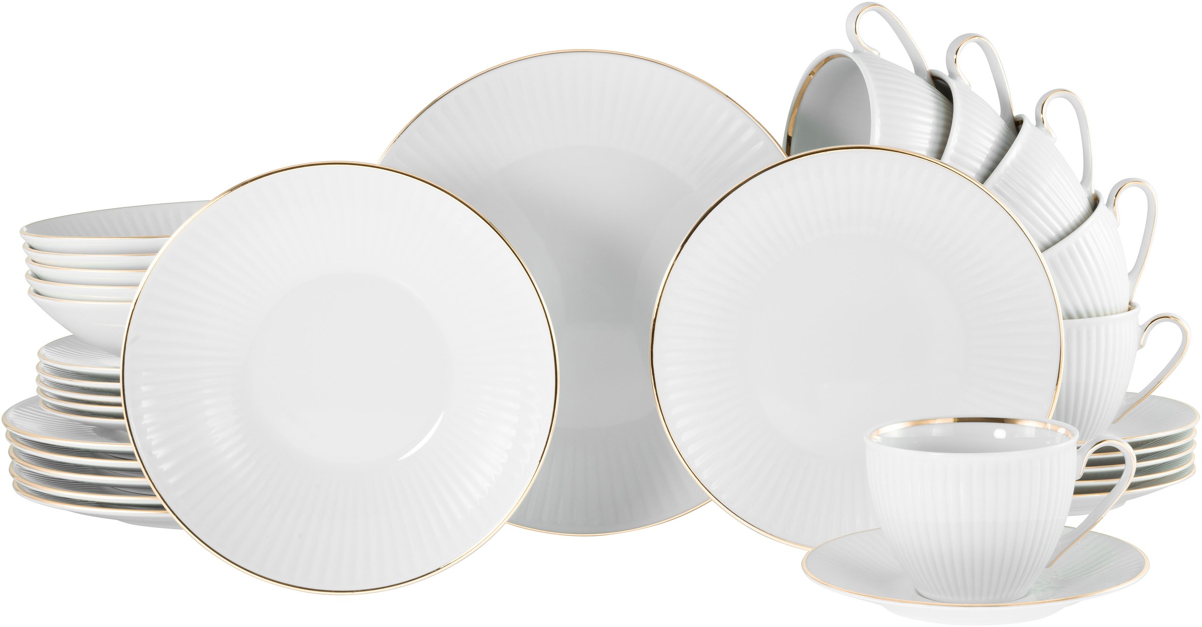 CreaTable Kombiservice »Valencia Gold, Kombi-Service 30-tlg« Elegant, Goldr günstig online kaufen