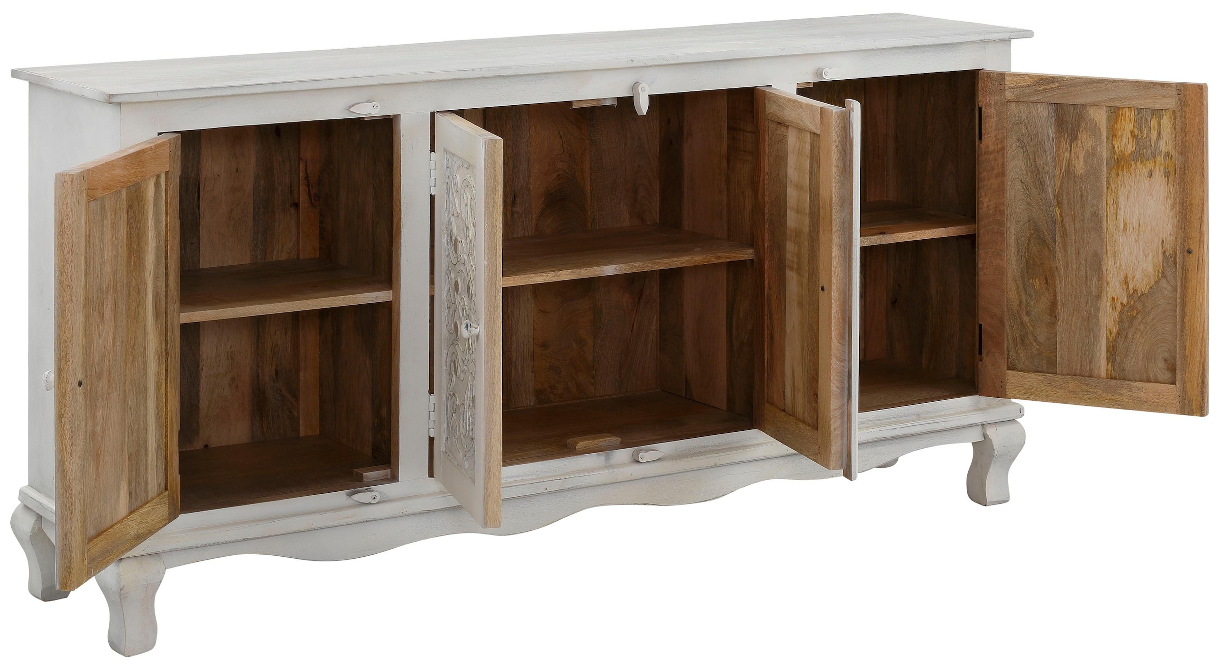 Home affaire Sideboard »Rajat«, Kommode aus Mangoholz mit Frontenfräsungen, Breite 175 cm