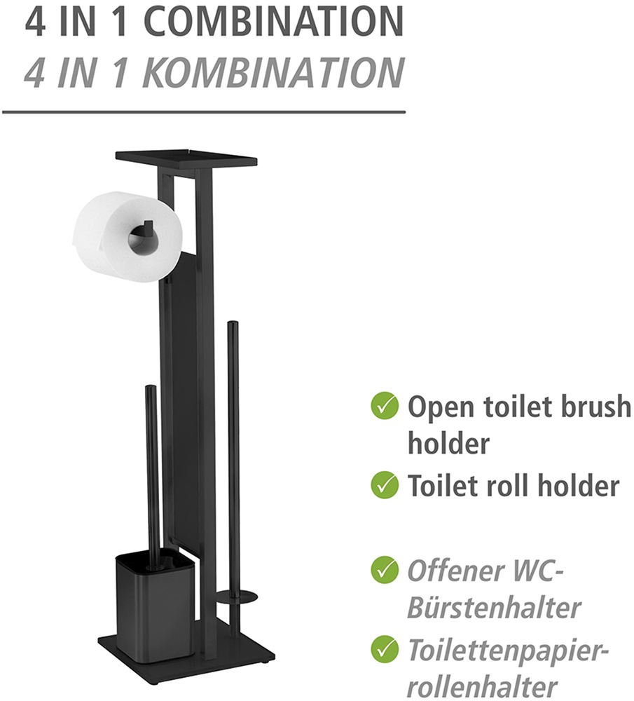 WENKO WC-Garnitur »Modell Debar«, aus Edelstahl-Glas, Standgarnitur mit Ablage, Edelstahl, Bodenplatte aus Sicherheitsglas