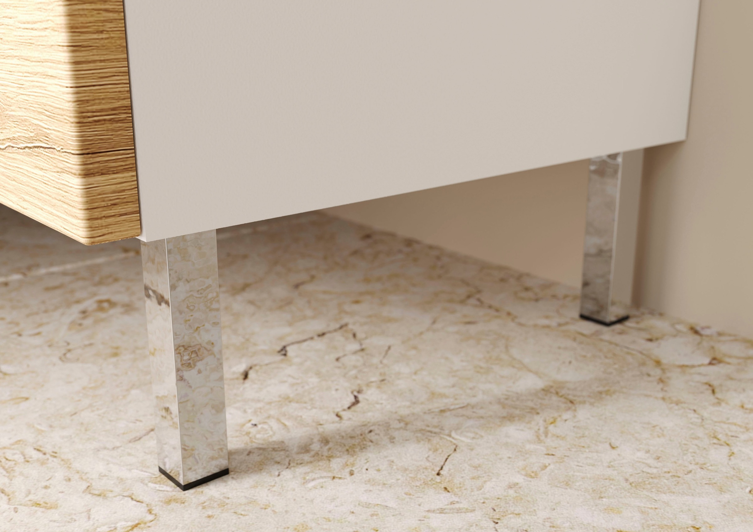 GERMANIA Badmöbel-Set »Torrance«, (4 St.), Unterschrank, Spiegelschrank mit Beleuchtung, Kommode und Hochschrank