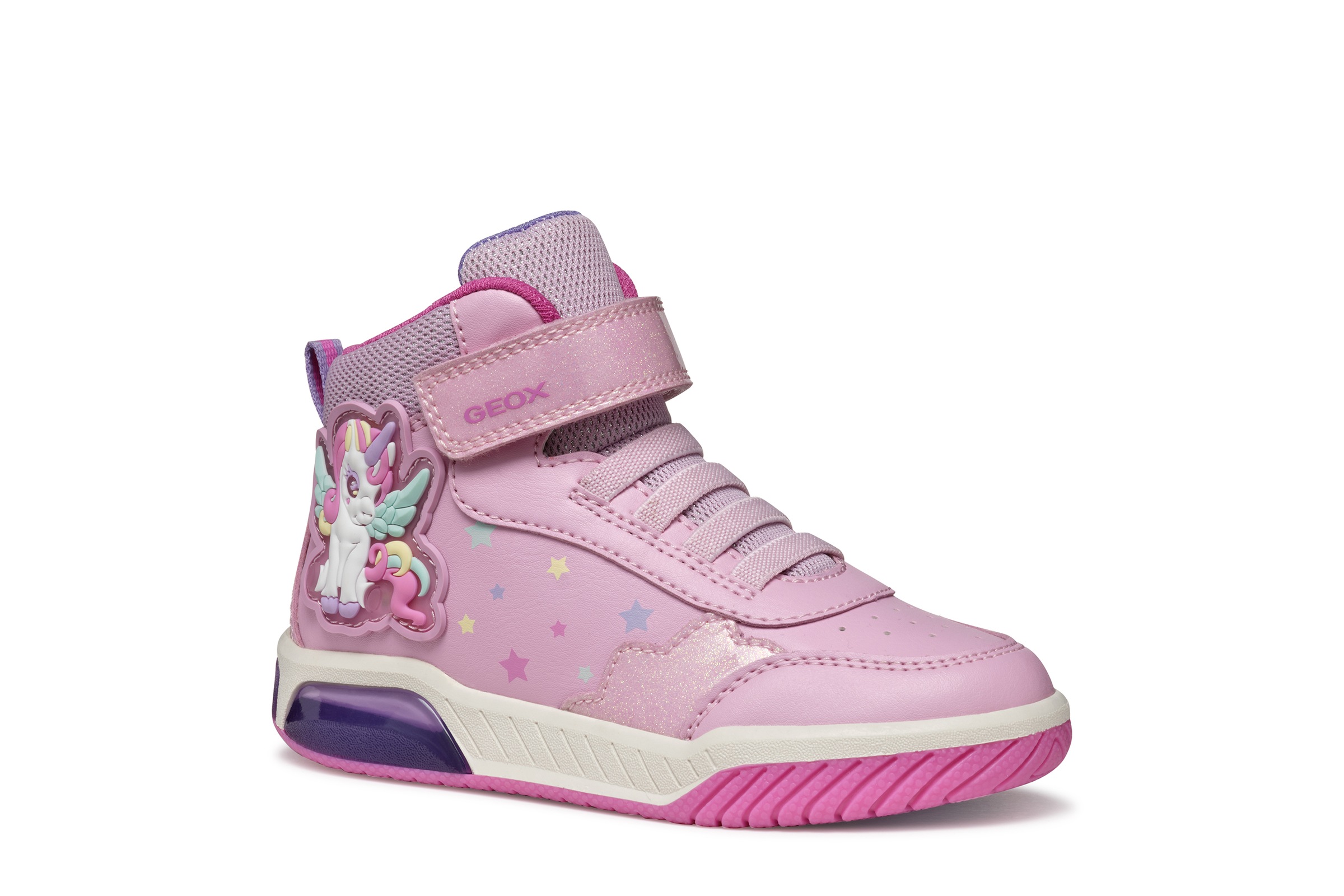 Geox Sneaker »J INEK GIRL Blinkschuh«, Schnürboots, Blinkschuh mit cooler Blinkfunktion