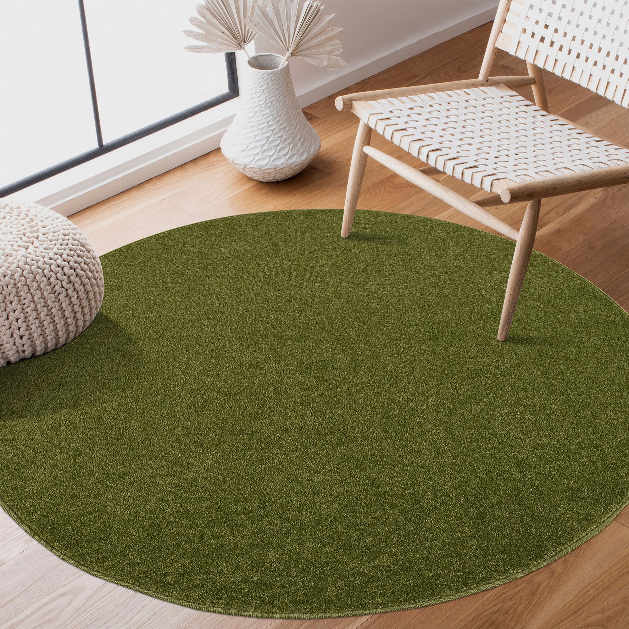 Sanat Teppich »Uni«, rund, 13 mm Höhe, robuster Kurzflorteppich, große Farbauswahl, Wohnzimmer, alle Räume
