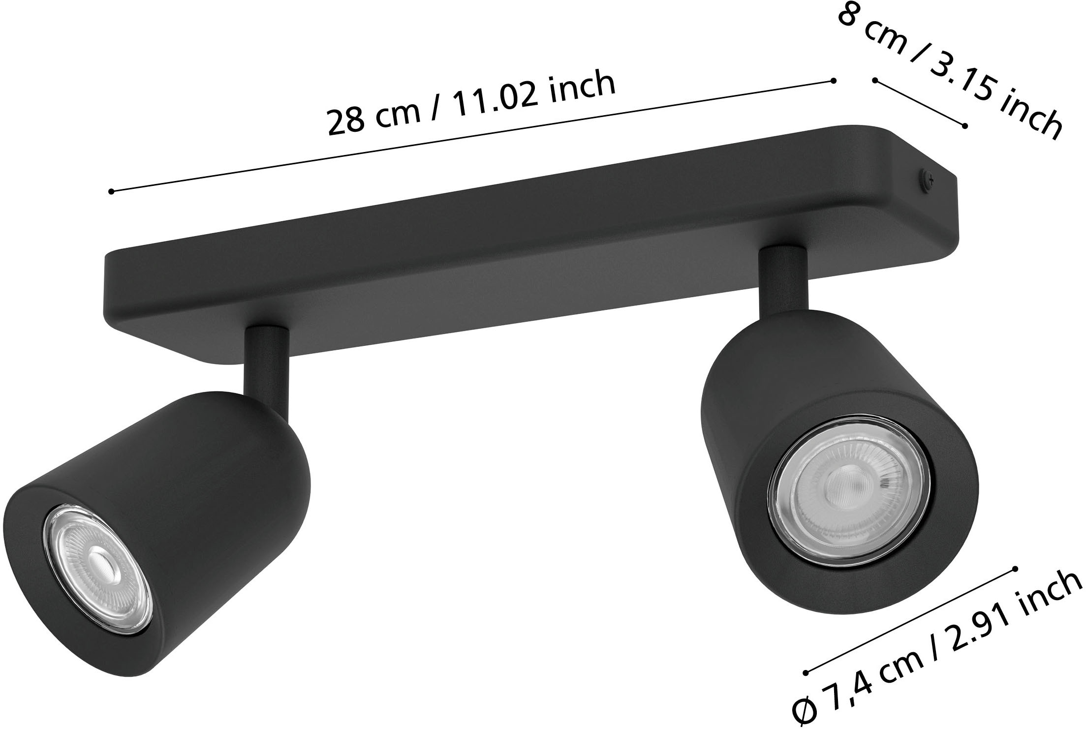 EGLO Deckenspot »CAMALDOLI Spotlampe - Stahl - GU10 - 2X10W - IP20« GU10 1 Stk. Wandleuchte, Wandspot, schwenkbar, Strahler, L30 x B4,5 x H11,5 cm