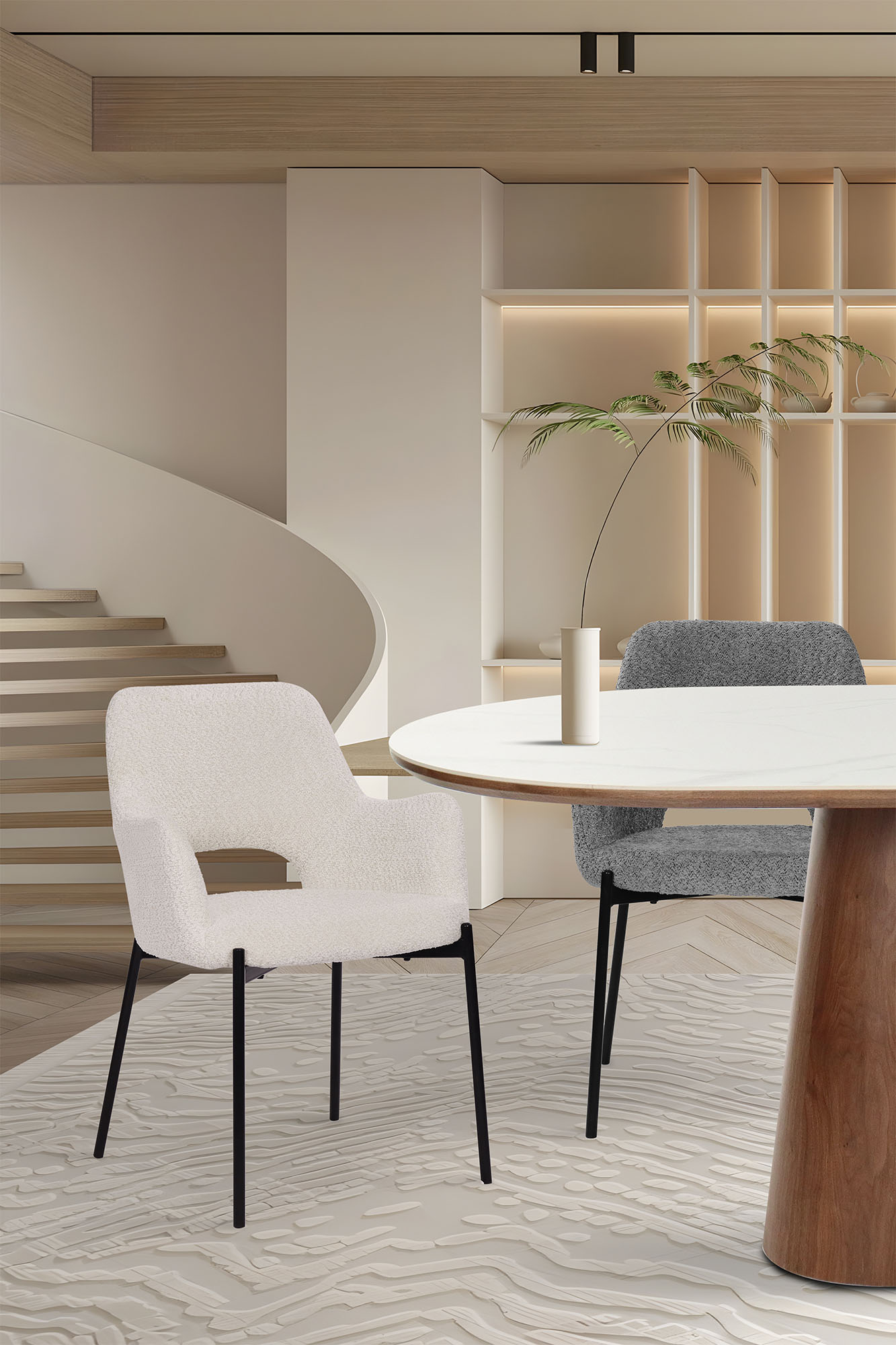 SIT Armlehnstuhl (Set) 2 Stk. Bouclé mit Rücken Cut-Out günstig online kaufen