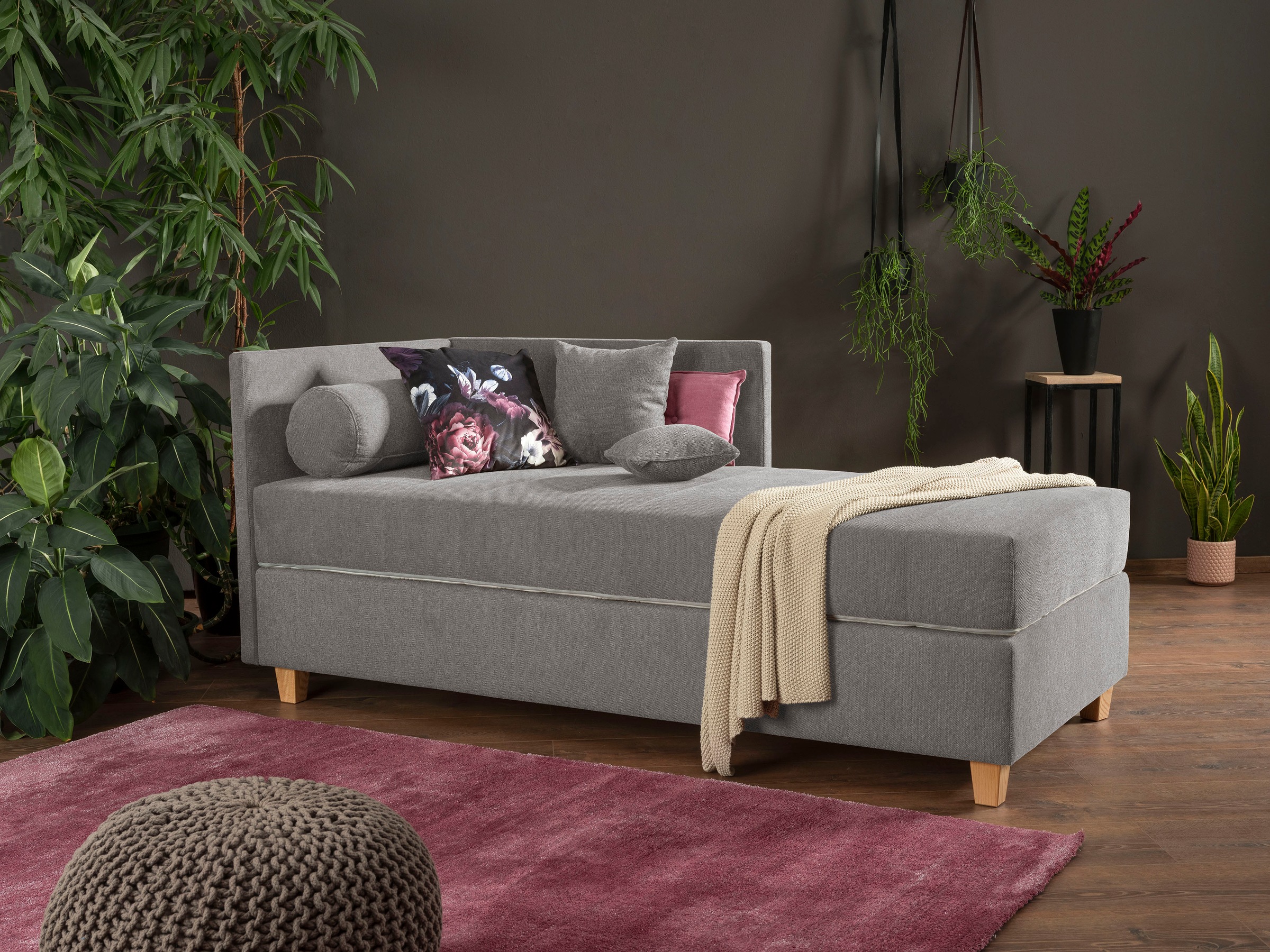 alina Schlafsofa »Kona«, 7-Zonen Taschenfederkernmatratze, Zierkissen-Set und Schlummerrollen