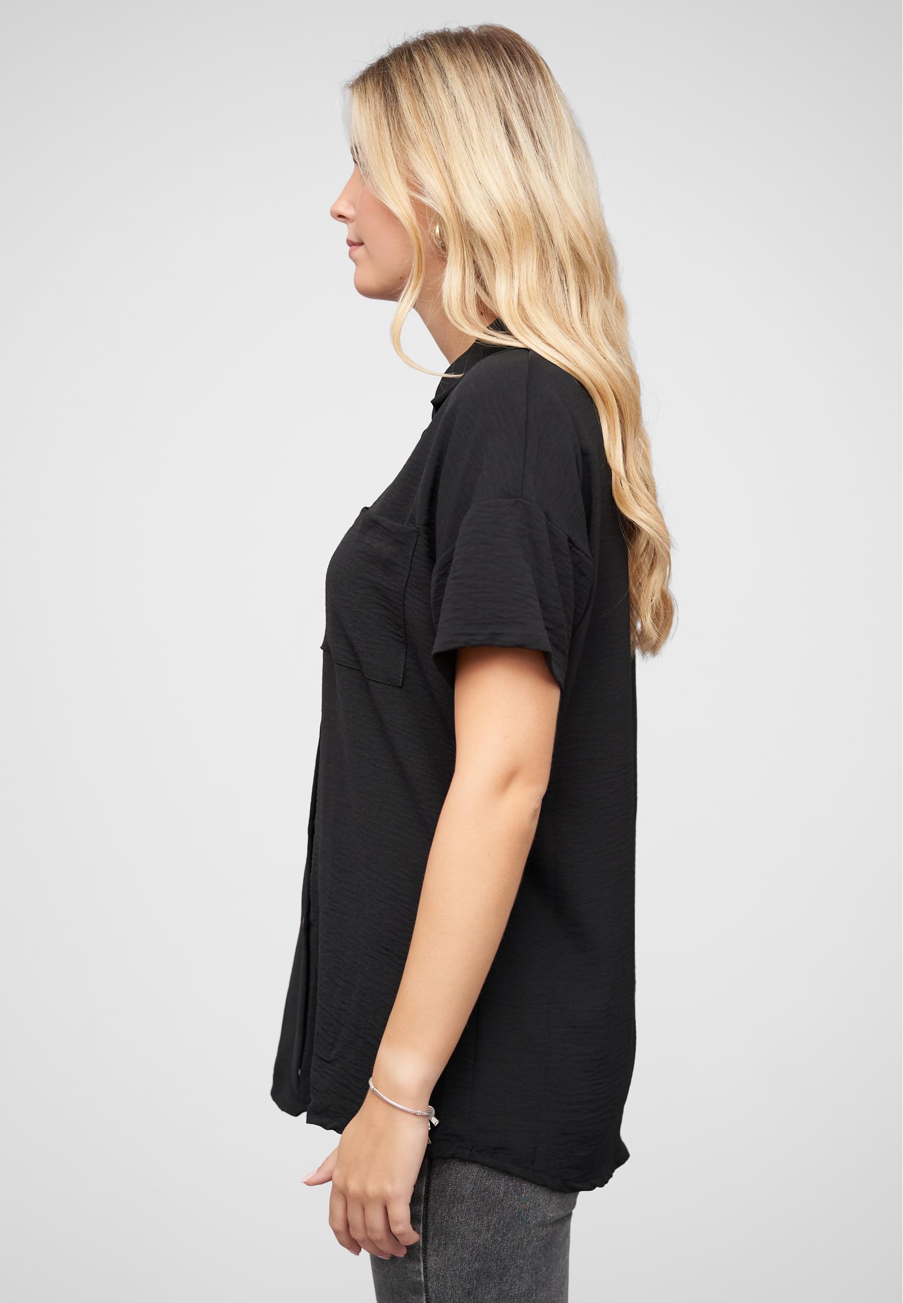 CLOUD 5IVE Kurzarmhemd »CLOUD 5IVE Musselin Kurzarm Hemd mit Knopfleiste und Brusttasche«