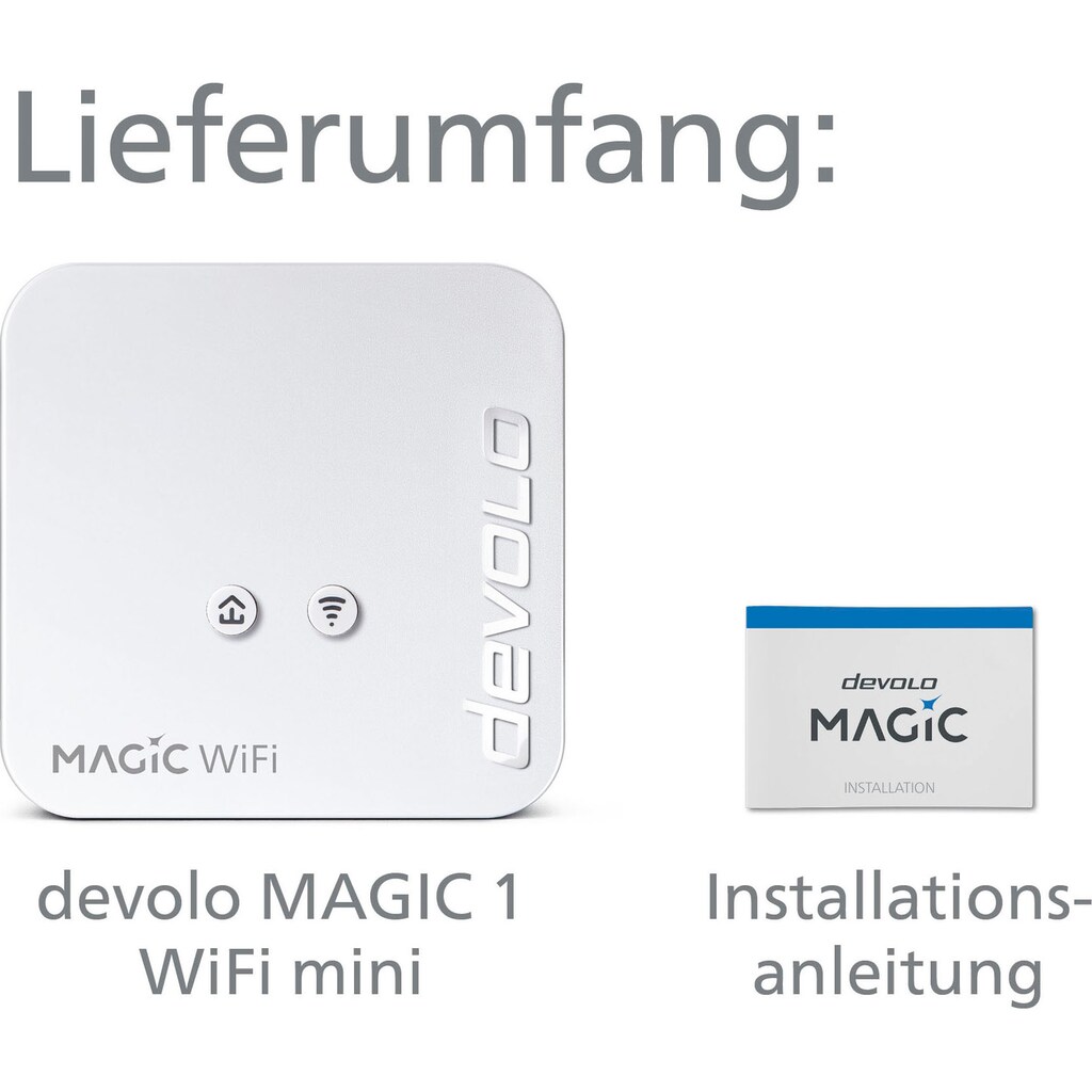 DEVOLO WLAN-Repeater »Magic 1 WiFi mini Ergänzung (1200Mbit, Powerline + WLAN, 1x LAN, Mesh)«