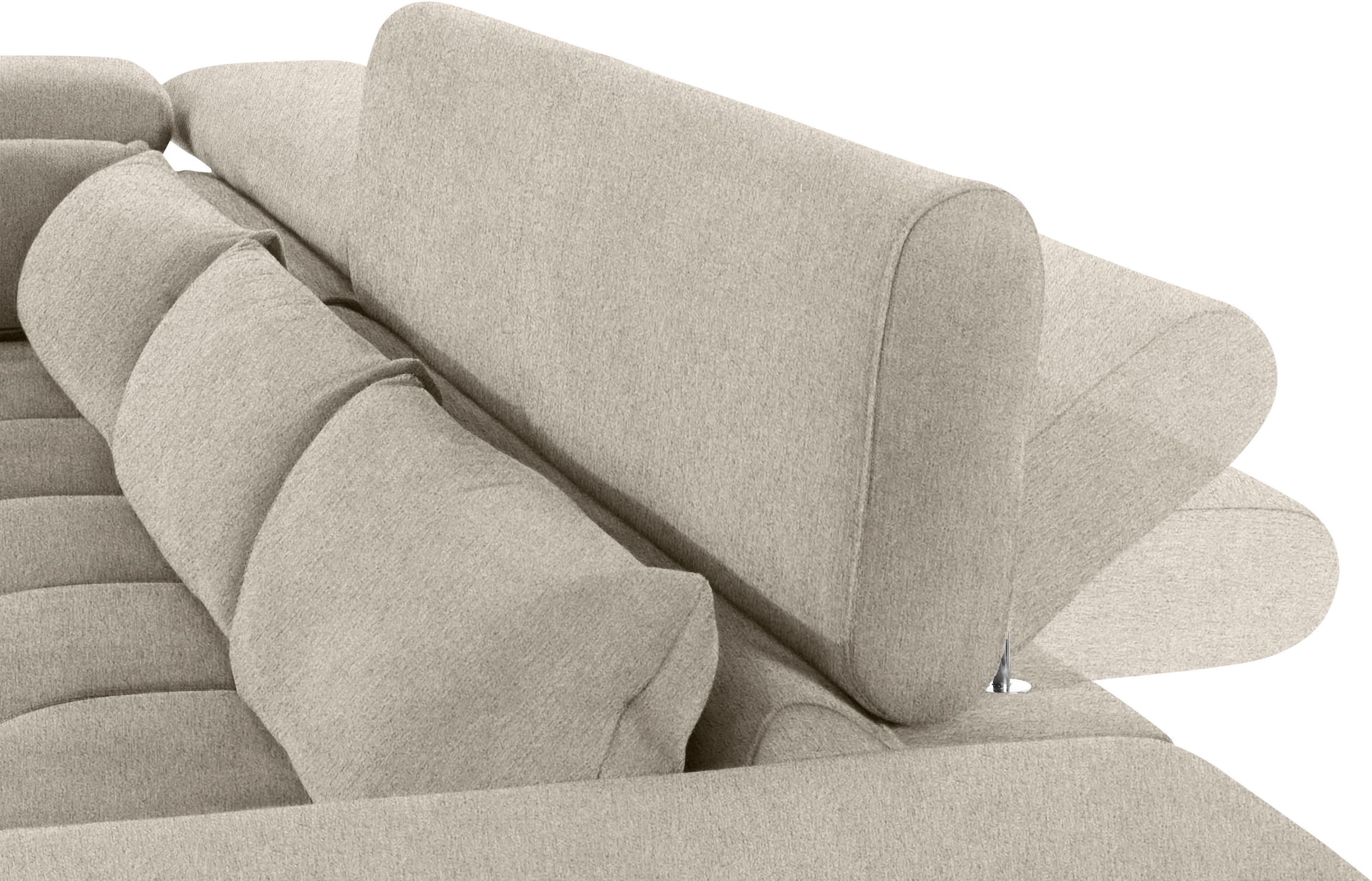 COTTA Ecksofa »Orion L-Form«, mit Kopfteilverstellung & 5 Nierenkissen