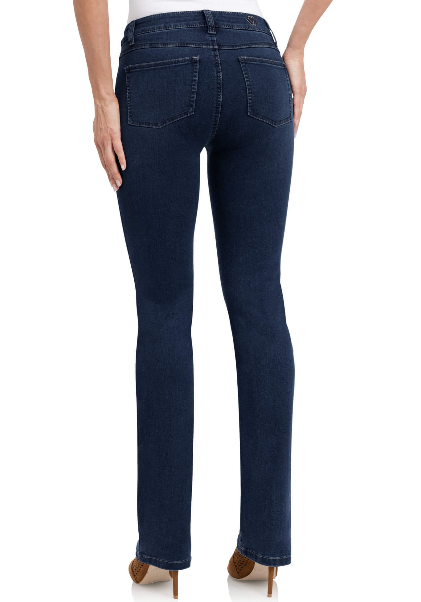 wonderjeans Bootcut-Jeans, Figurbetonte Form mit leicht ausgestelltem Bein