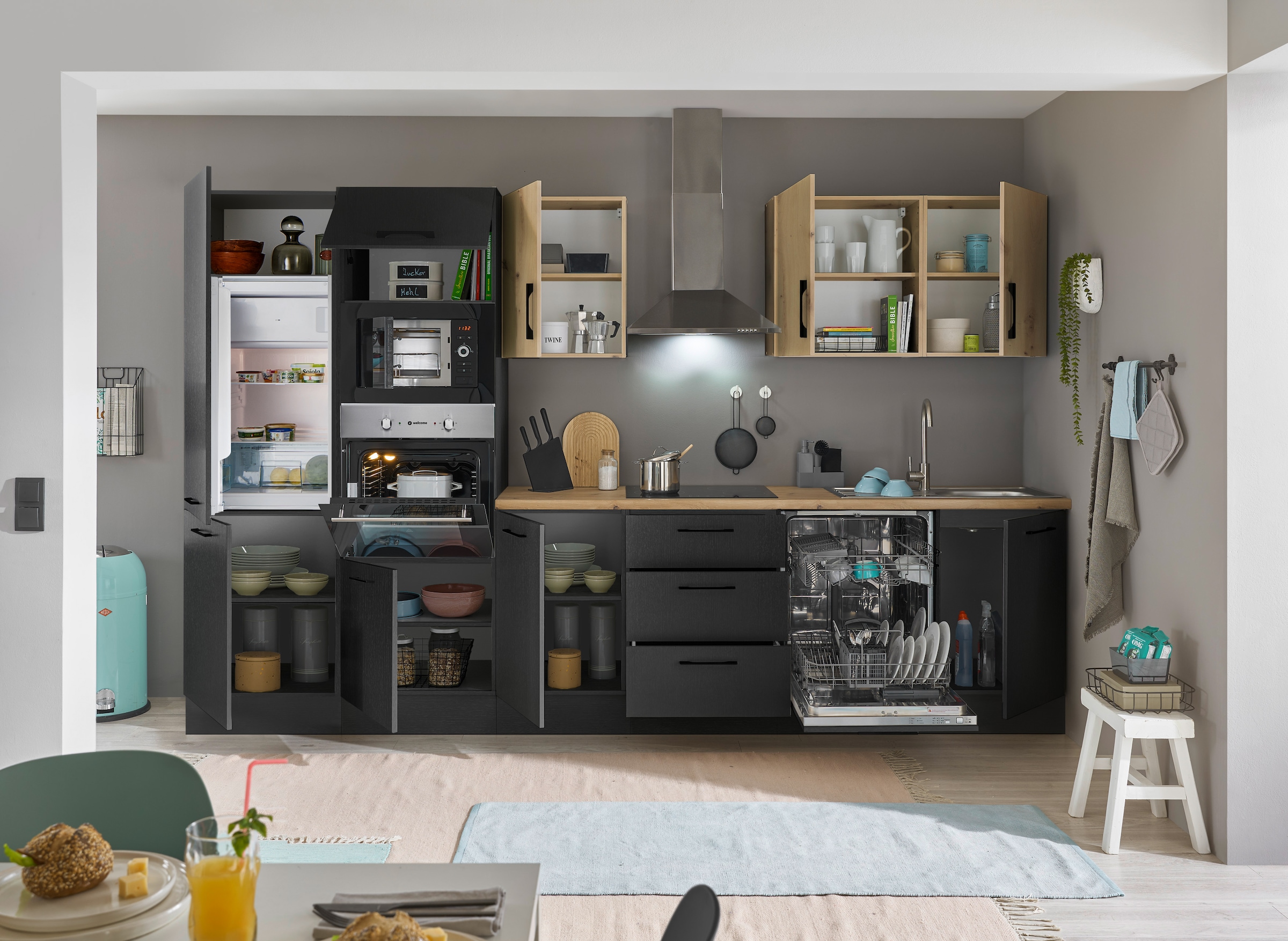 BASIC by Balculina Küchenzeile »Turin«, Breite 340 cm, wahlweise mit E-Geräten