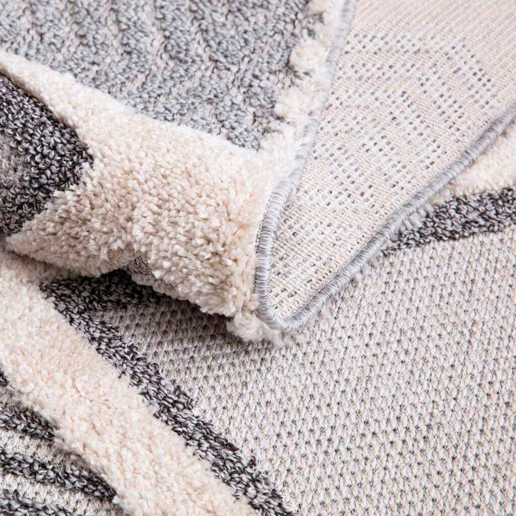 Carpet City Hochflor-Teppich »Valencia 731«, rechteckig, 20 mm Höhe, Läufer, Boho-Stil, 3D-Effekt, Raute, Hoch-Tief-Struktur, mit Fransen