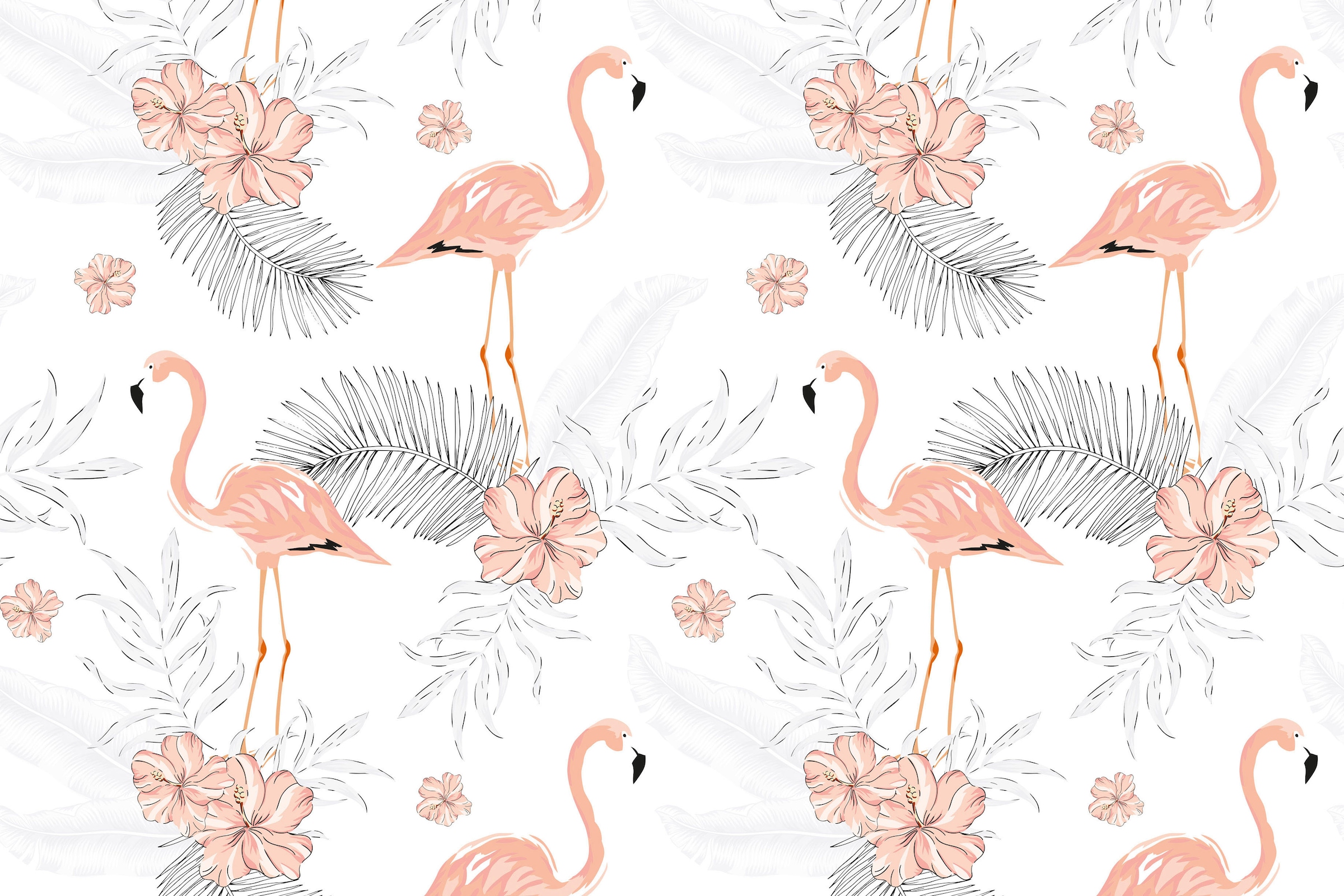 A.S. Création Leinwandbild »Tropical Vibes«, Kunst-Blumen-Kinder, (1 St.), Palmenblätter Flamingo Keilrahmen Leinwand-Bild Wohnzimmer modern Wand