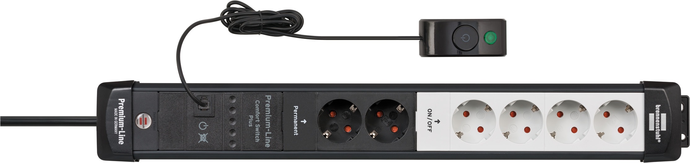 Brennenstuhl Steckdosenleiste »Premium-Line Comfort Switch Plus«, 6-fach, (Kabellänge 3 m), 2x permanent, 4x schaltbar, mit Hand-Fußschalter