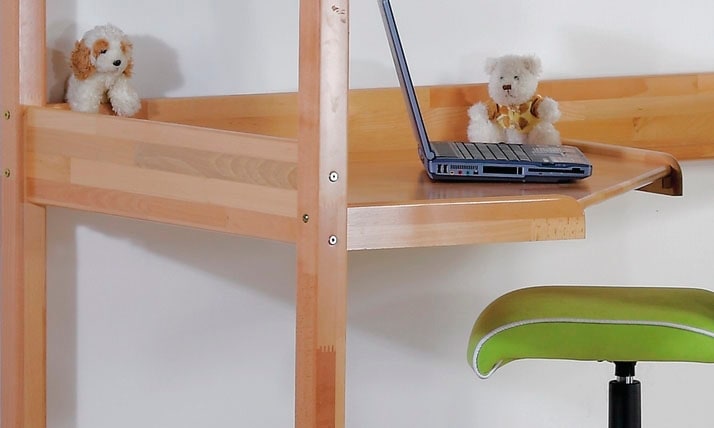 Relita Hochbett »Renate«, inkl. Rolllattenrost, Schreibtisch und Leiter, Buche massiv