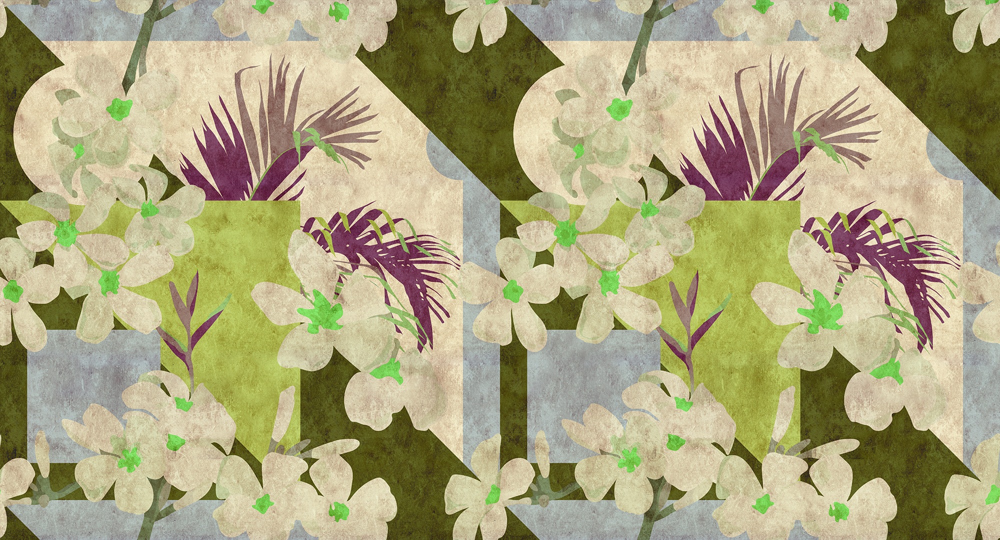 LIVING WALLS Fototapete »Walls by Patel Vintage Bloom 1« glatt Vlies, Wand, Schräge bunt B/L: 5 m m x 2,7 m m