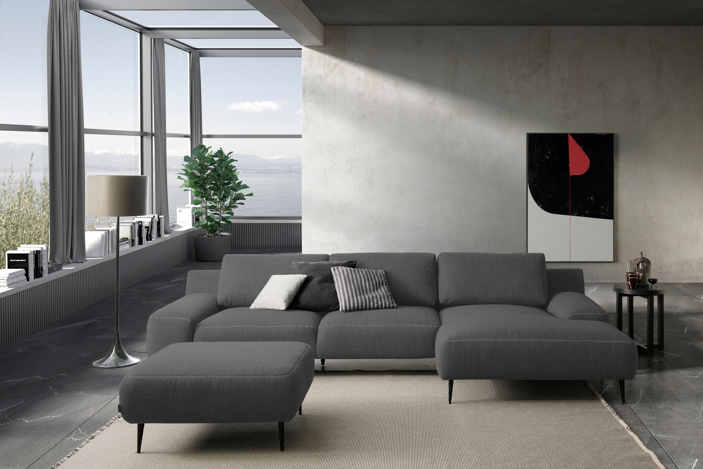 designwerk Hocker »Forma, zeitloser Desighocker mit aktuellem Fuß«, in hochwertiger Verarbeitung & tollem Sitzkomfort
