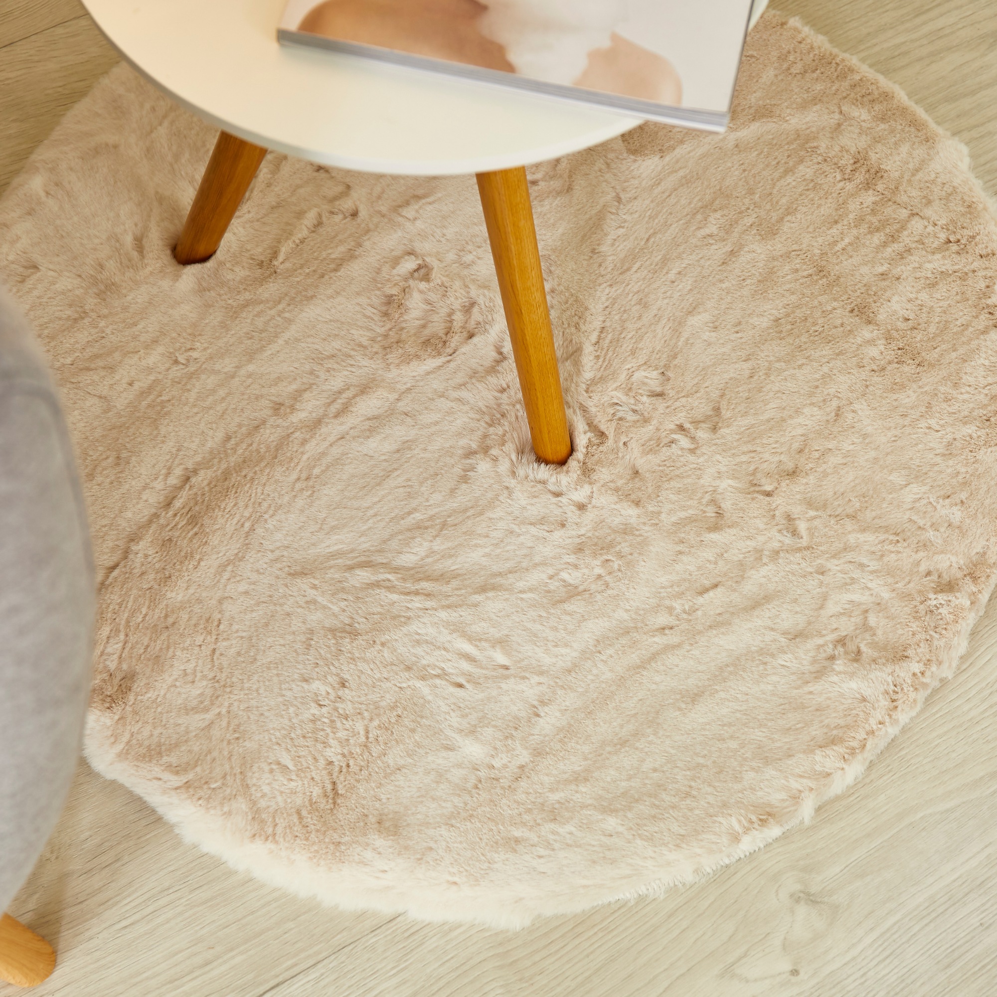LUXOR living Fellteppich »Novara«, rund, 30 mm Höhe, Kunstfell, Kaninchenfell-Haptik, besonders weicher Hochflor