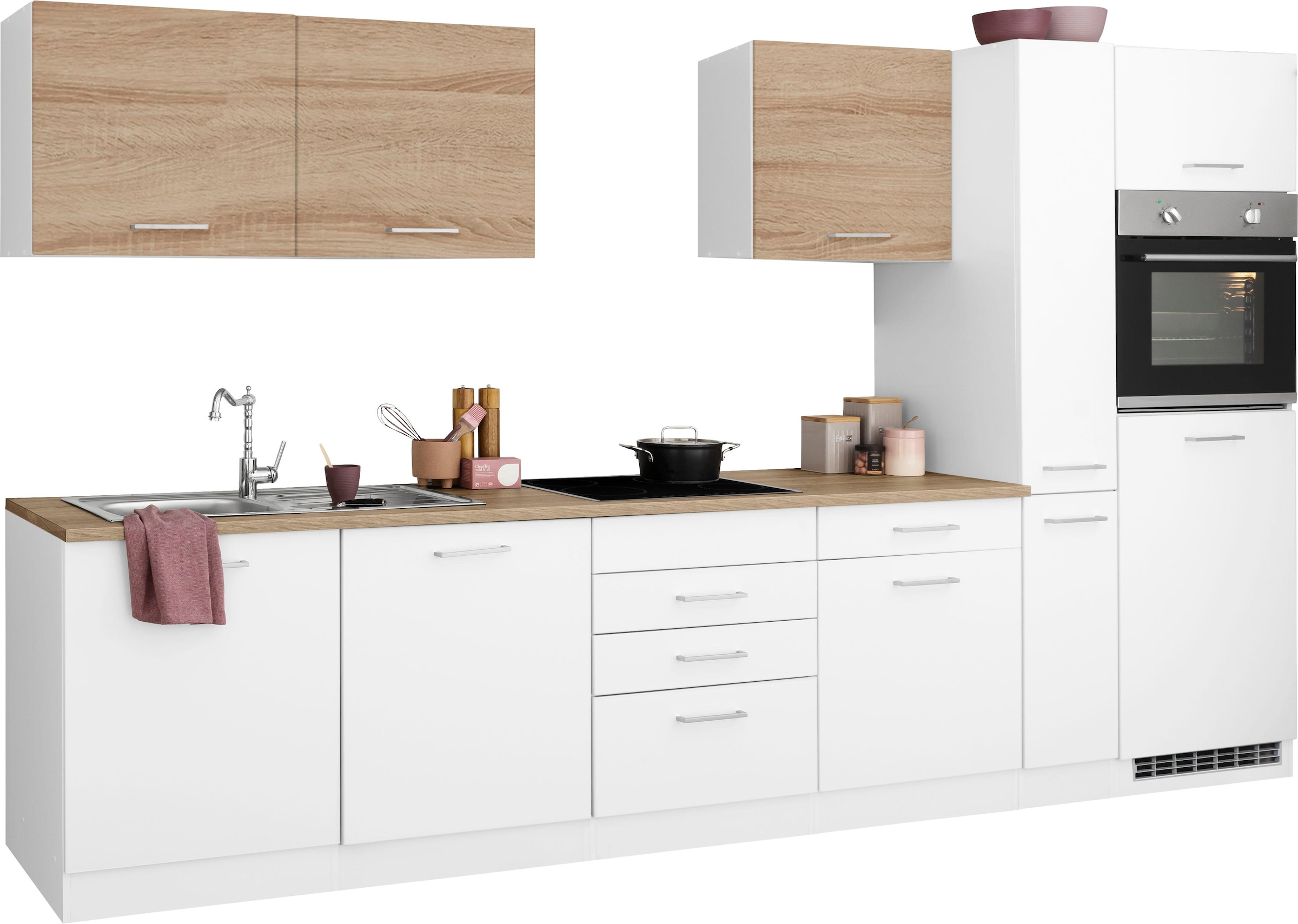 KOCHSTATION Küchenzeile »KS-Visby«, ohne E-Geräte, Breite 330 cm für Kühlschrank