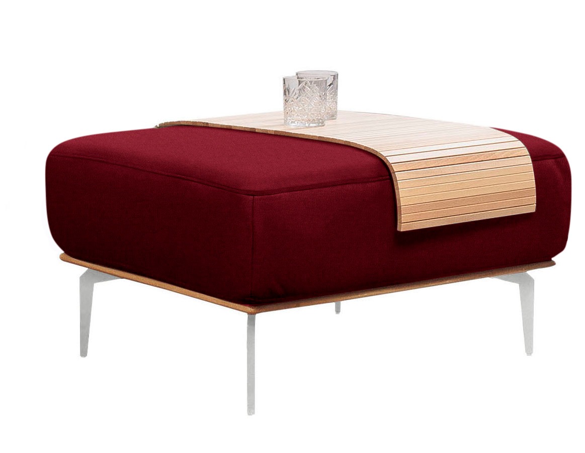 W.SCHILLIG Polsterhocker »run«, mit elegantem Holzsockel, Füße in Chrom glänzend, Breite 75 cm