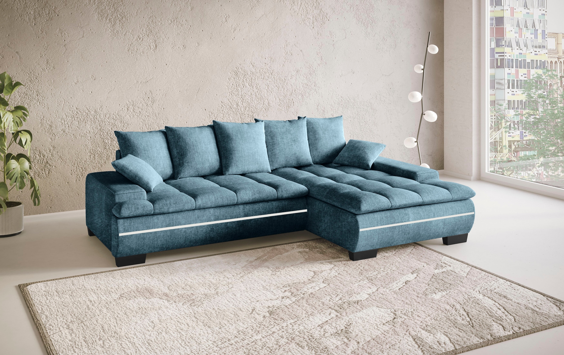Mr. Couch Ecksofa »Haiti II, L-Form«, RGB-LED Beleuchtung, Kaltschaum, wahlweise mit Bett, Bettkasten