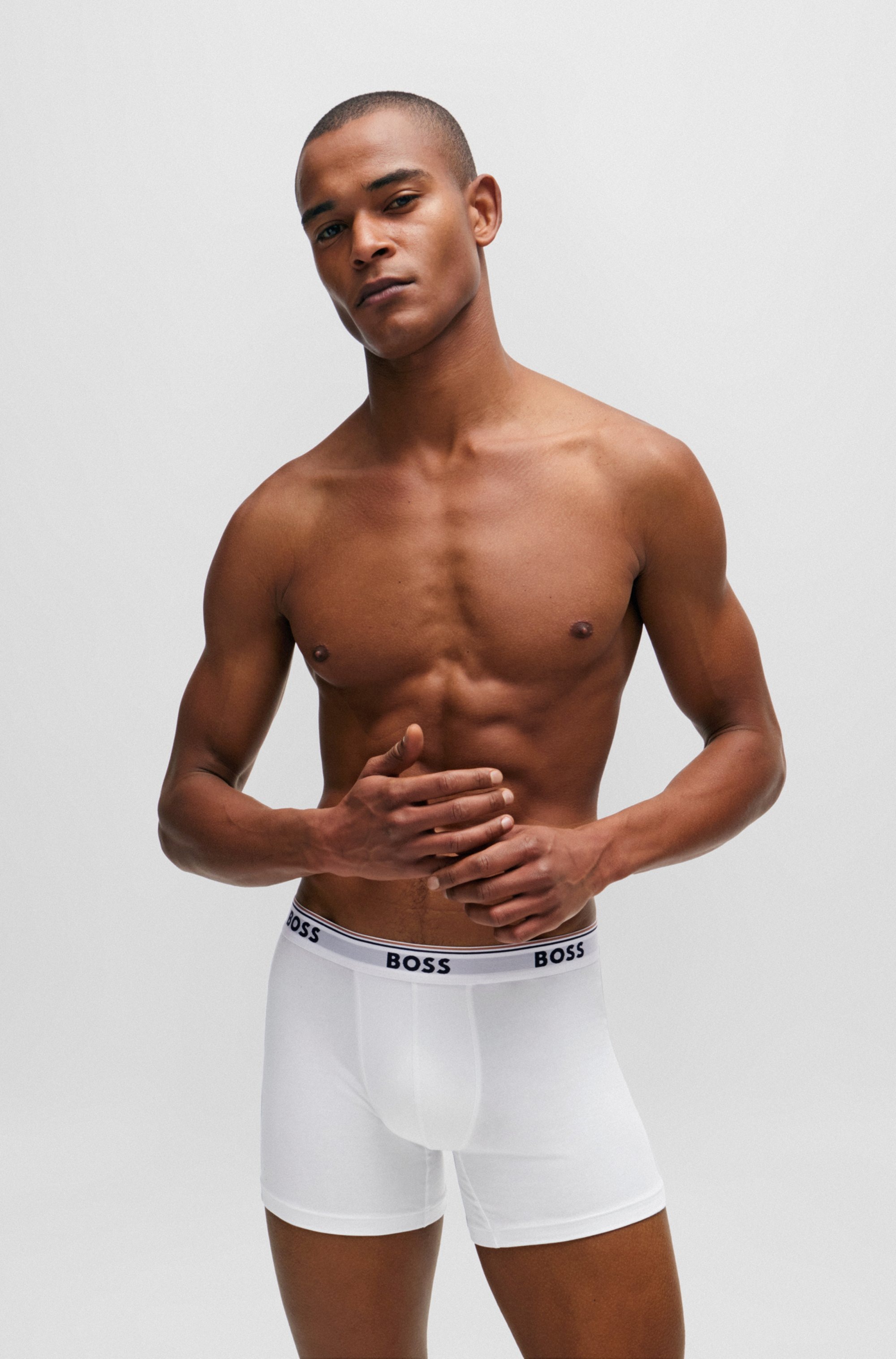 BOSS Langer Boxer »Brief 3 PACK«, mit farblich passendem Webbund
