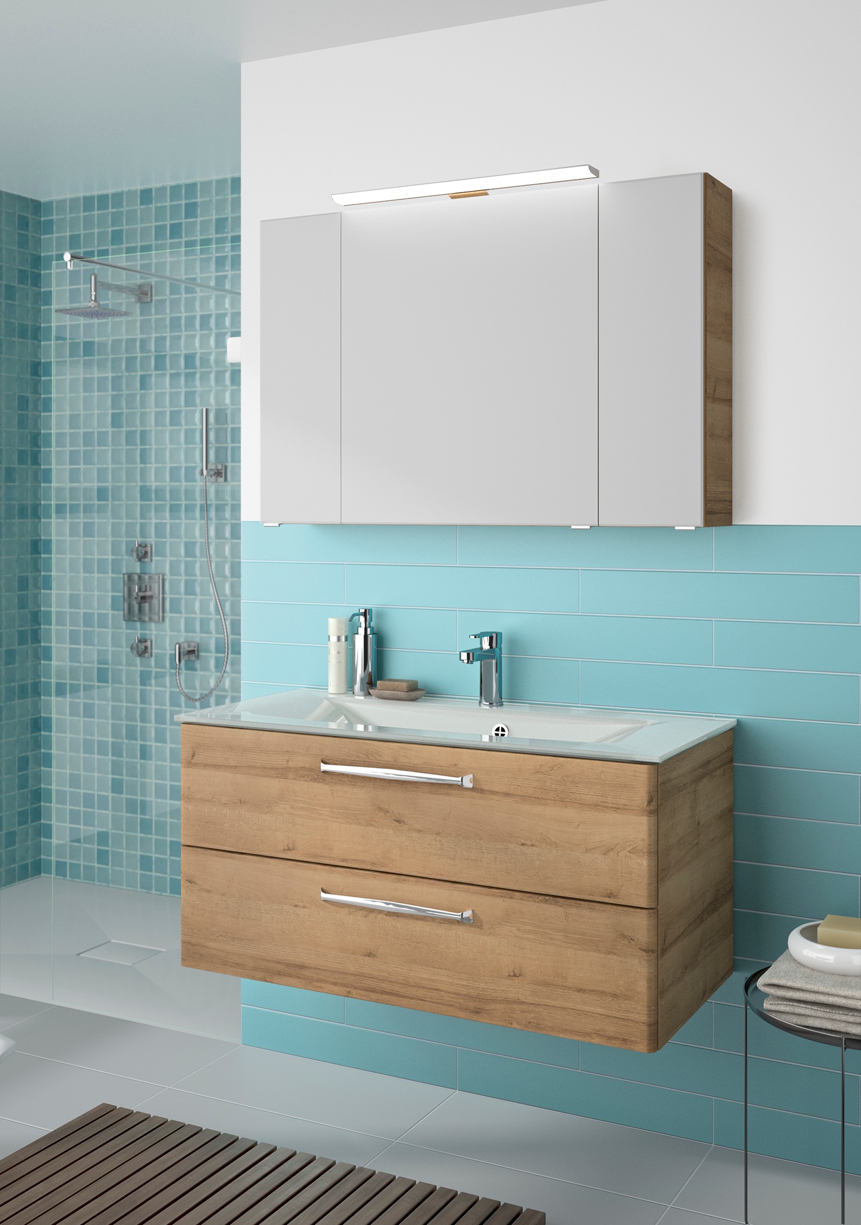 Saphir Badmöbel-Set »Trentino 2-teilig Glas-Waschtisch, Spiegelschrank mit günstig online kaufen