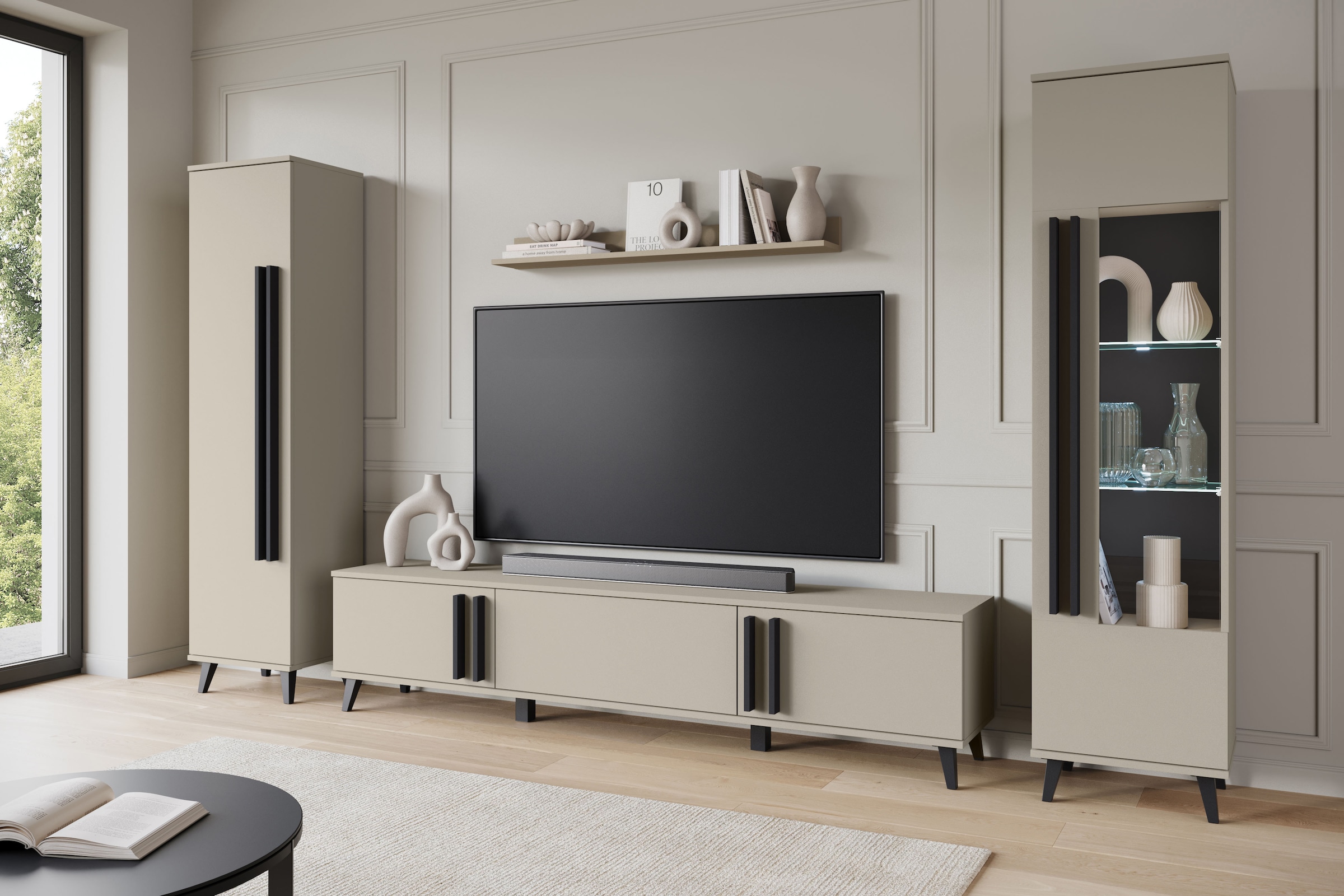 INOSIGN Wohnwand »Helsinki, Modernes Set mit verglaster Vitrine« Komplett-S günstig online kaufen