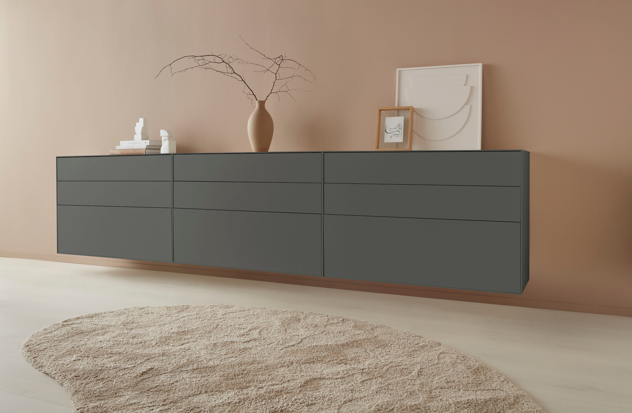 Sideboard »Essentials«, (3 St.), Breite: 335cm, MDF lackiert, Push-to-open-Funktion