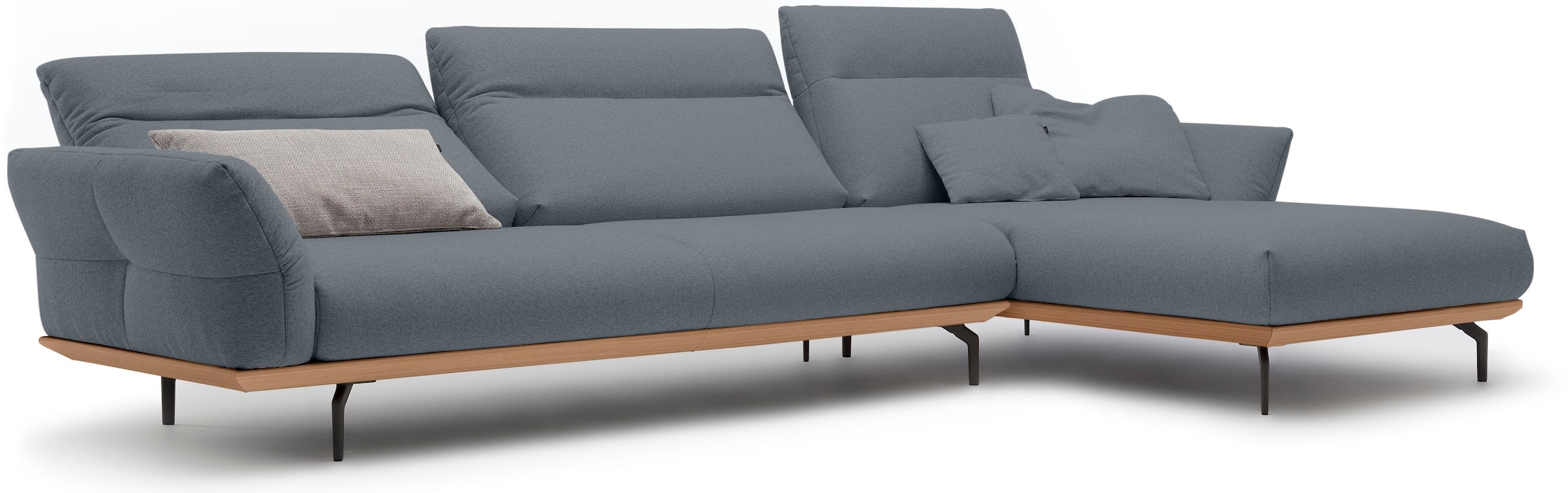 Creation BY ROLF BENZ Ecksofa »CR.460«, Sockel in Eiche, Winkelfüße in Umbragrau, Breite 338 cm