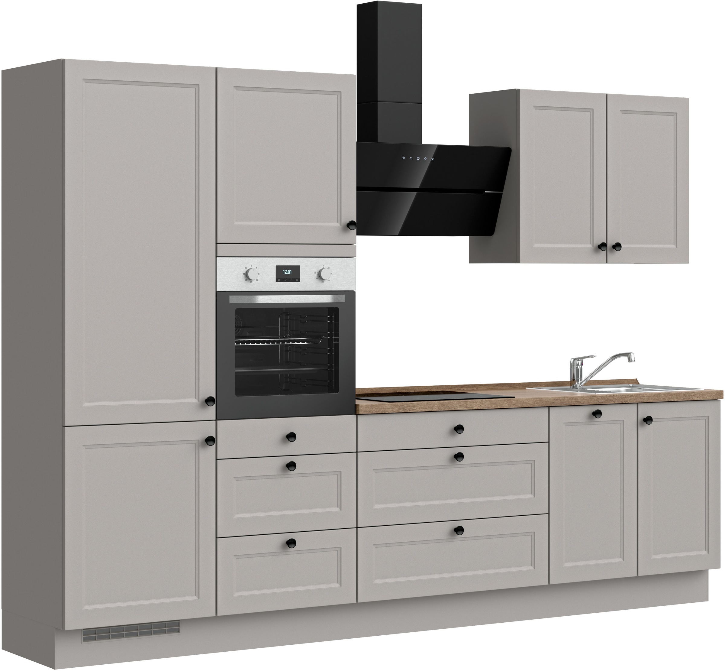 nobilia® Küchenzeile »"Cascada II"« vormontiert, Breite 300 cm, Ausrichtung wählbar, wahlw. mit E-Geräten