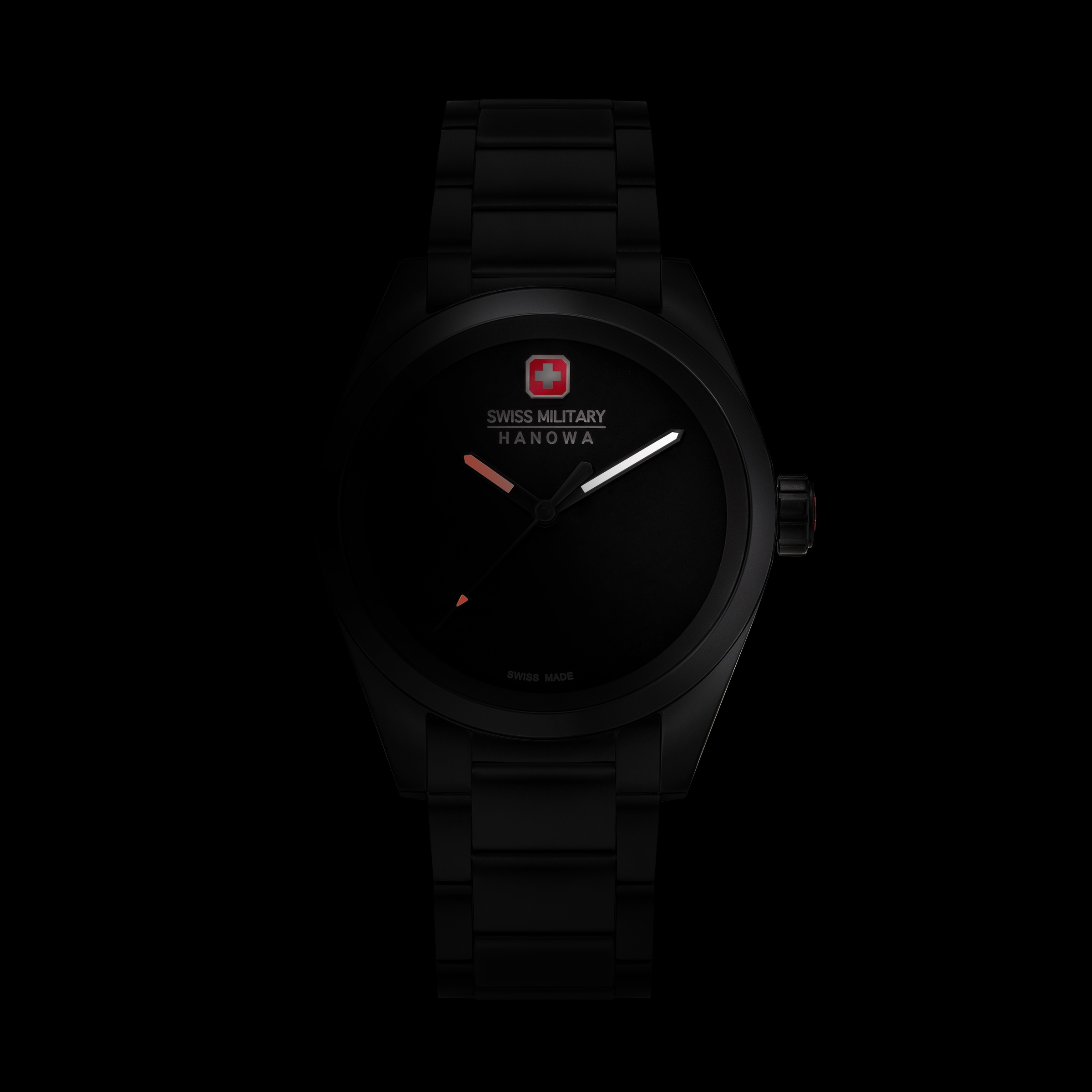 Swiss Military Hanowa Quarzuhr »Dark Matter« Armbanduhr, Herrenuhr, Swiss Made, Edelstahlarmband, analog