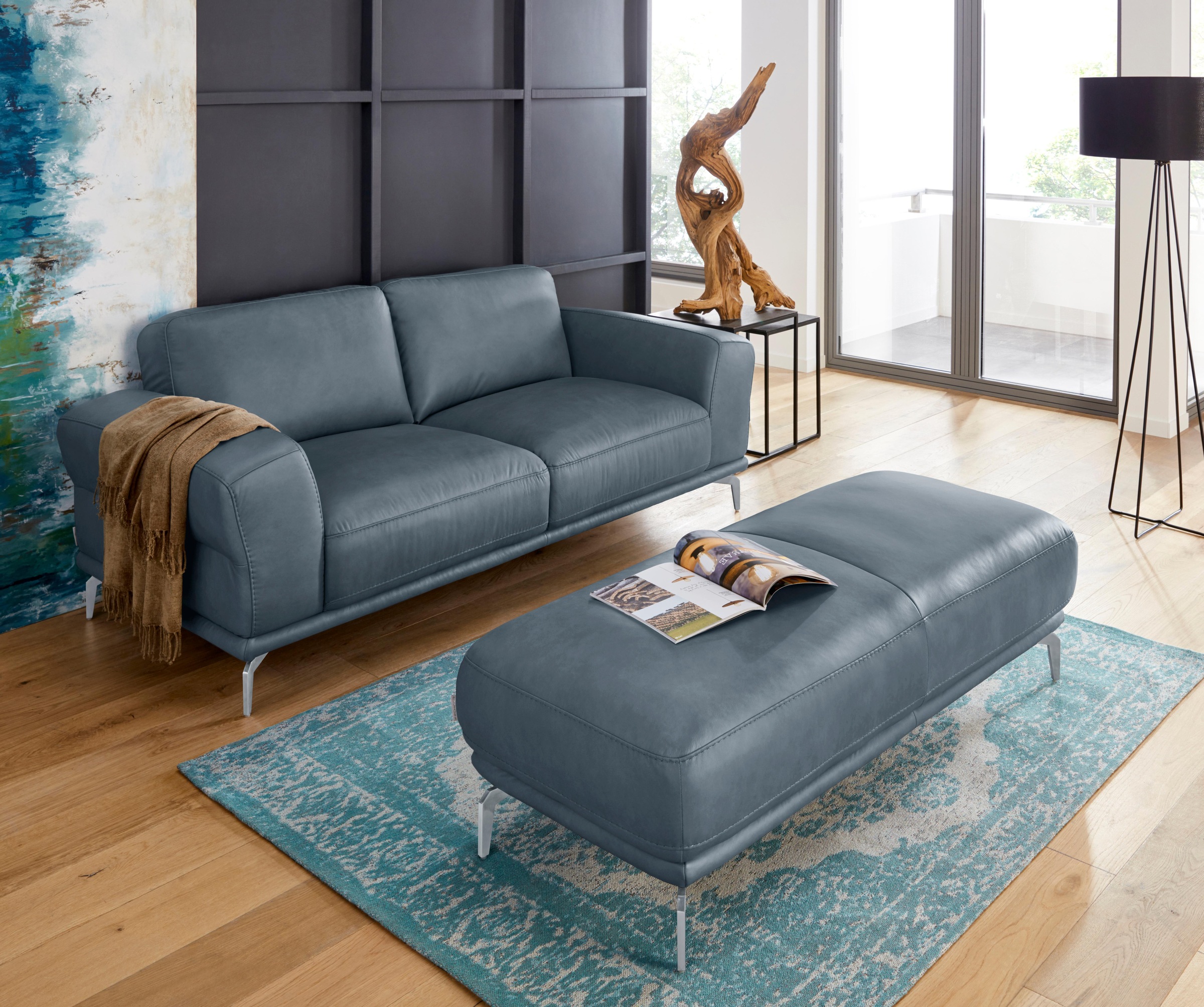 W.SCHILLIG Hocker »montanaa«, mit Metallfüßen in Silber matt, Breite 141 cm