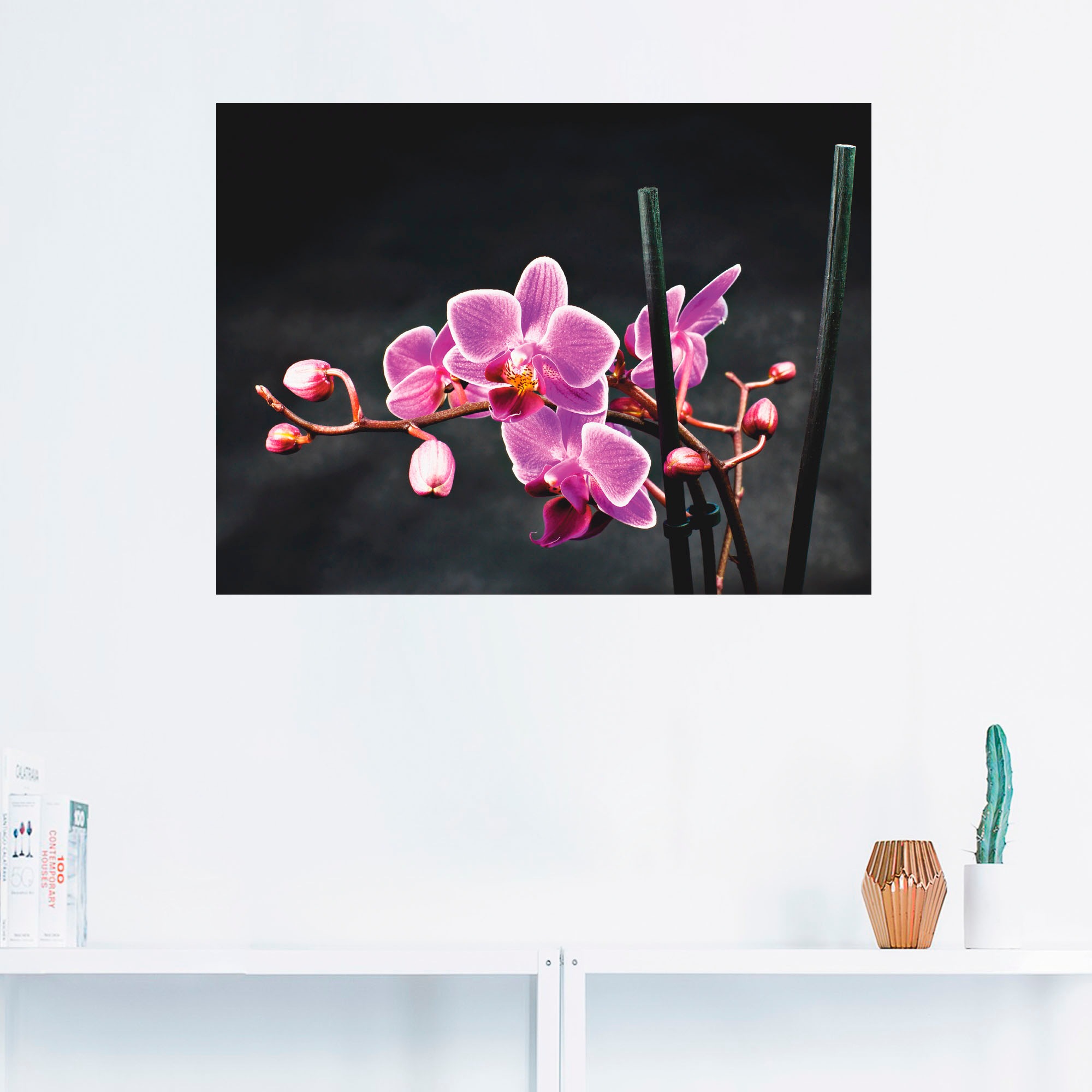 Artland Wandbild »Eine Orchidee vor schwarzem Hintergrund«, Blumen, (1 St.), als Leinwandbild, Poster, Wandaufkleber in verschied. Größen