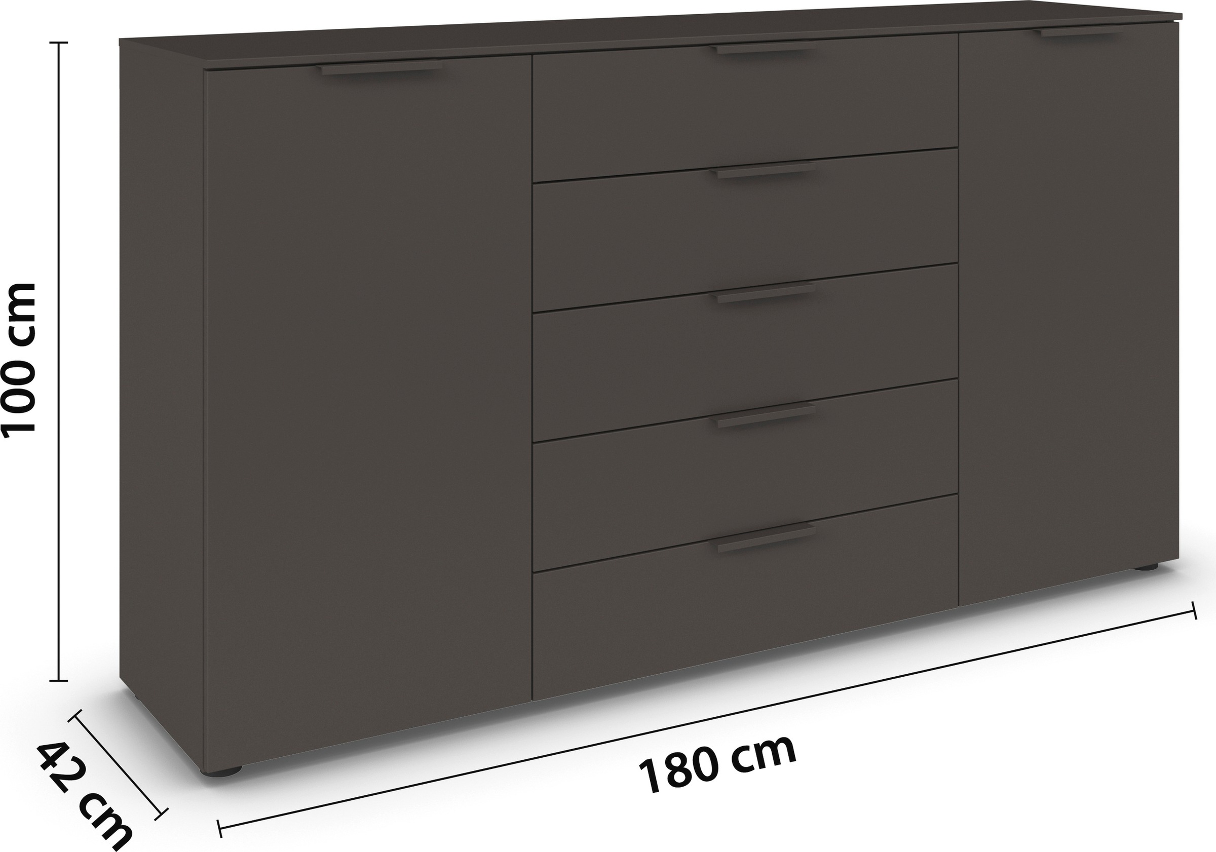 rauch Kommode »Flipp Schubladenkommode Wäscheschrank Schrank Bestseller«, 2-türig mit 5 Schubladen und Soft-Close-Funktion in zwei Breiten