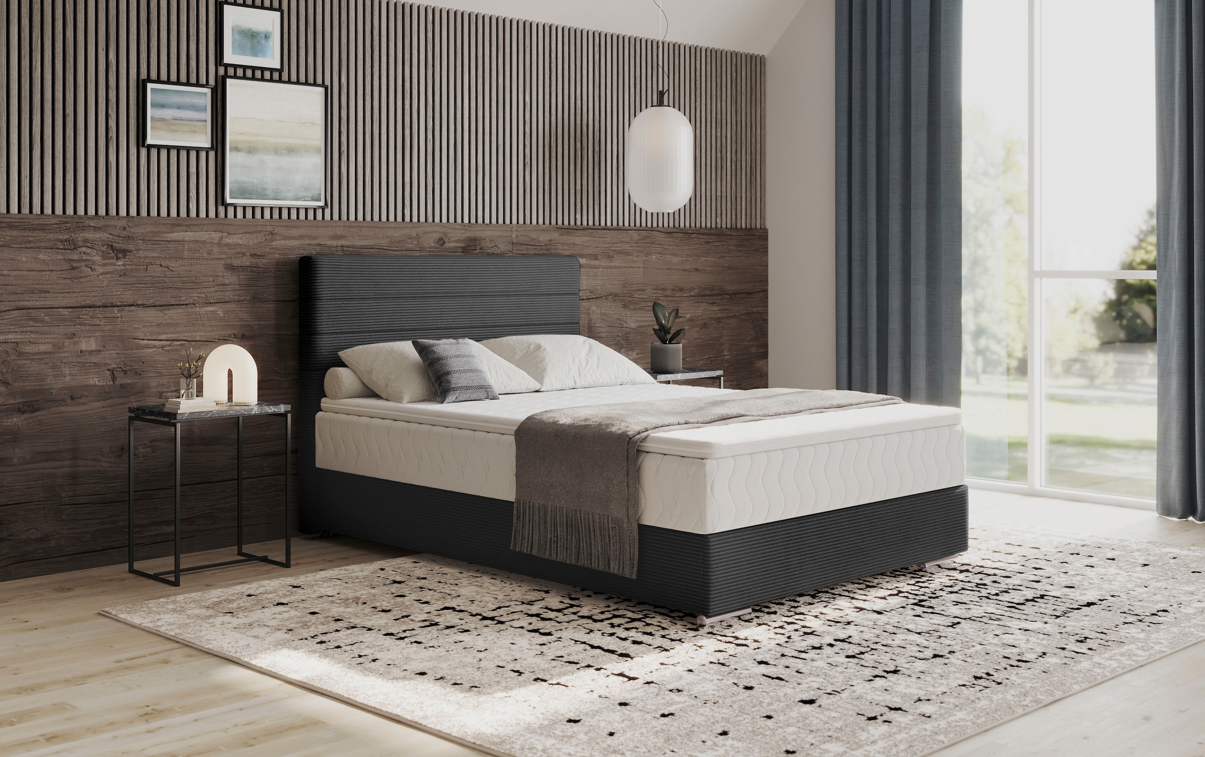 MR. COUCH Boxbett »Stratus 2« inkl. Bettkasten und Matratze Stripes 8629 stone