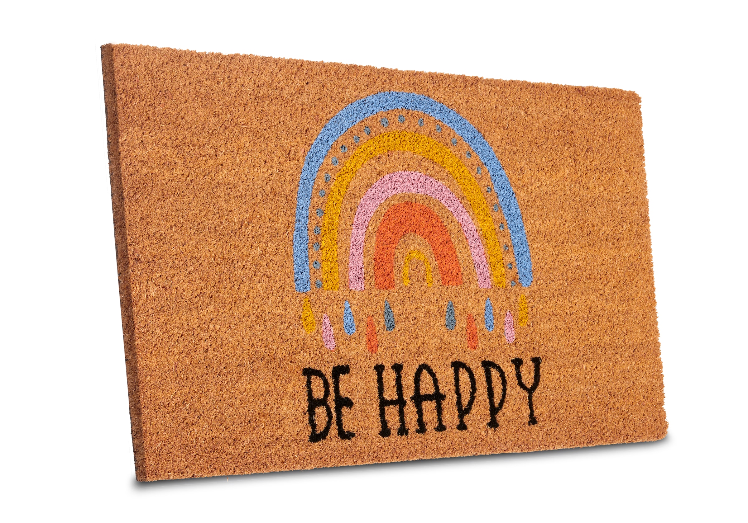 HANSE Home Fußmatte »Kokos Be Happy, Türmatte«, rechteckig, 15 mm Höhe, Schmutzfangmatte, Rutschfest, Outdoor, Innen, Außen, Kokosmatte, Flur