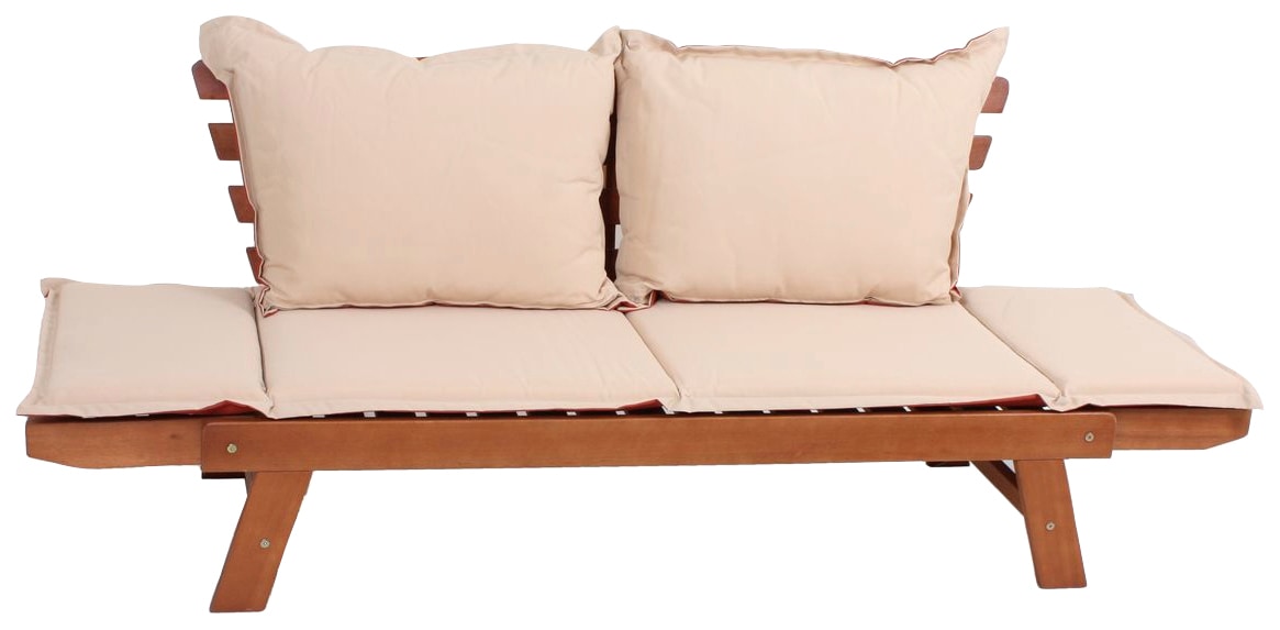 Garden Pleasure Gartenlounge-Bank »FORTUNA«, mit umklappbarer Armlehne und Wendekissen, BxTxH: 126x68x78 cm