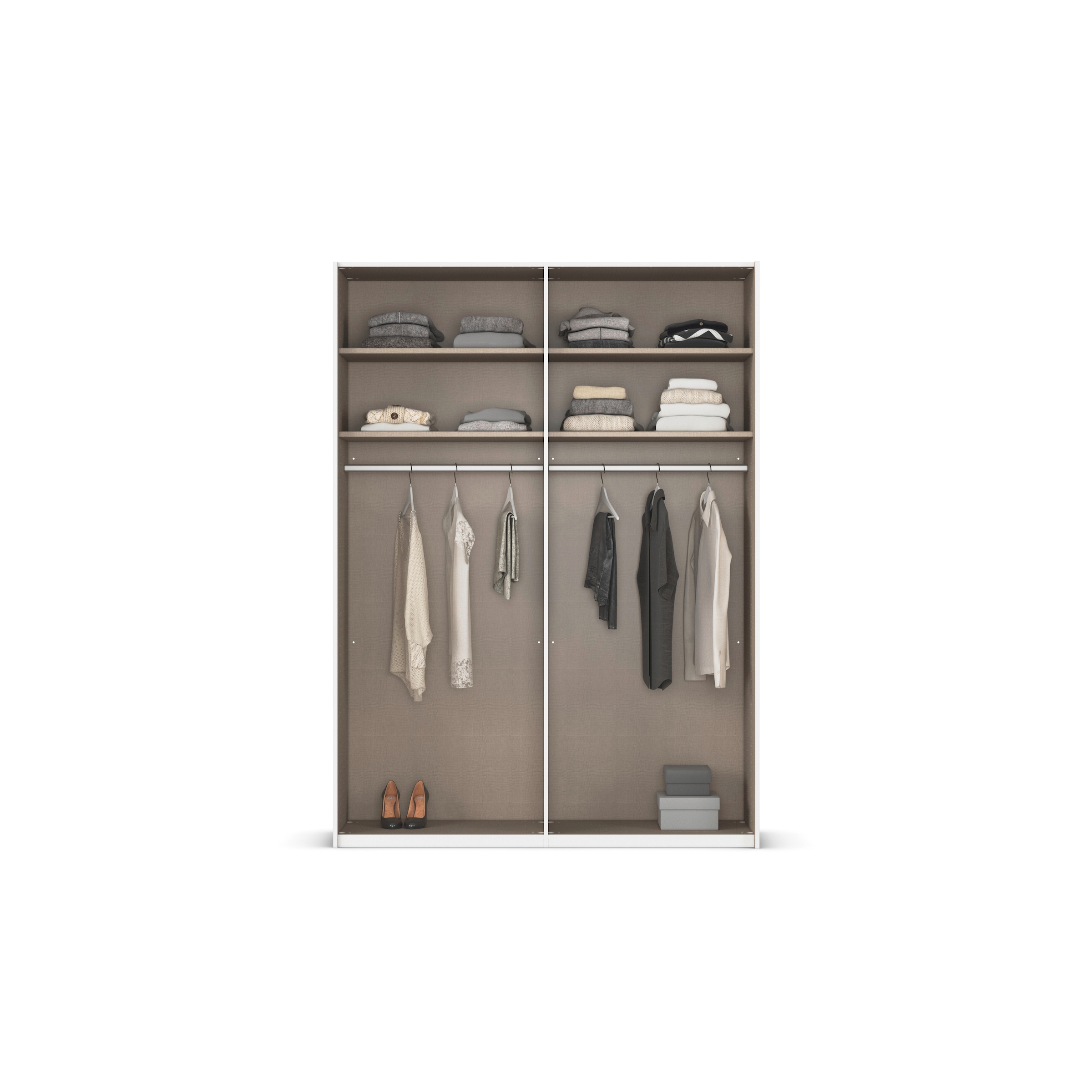 rauch Schwebetürenschrank »Kleiderschrank Schrank Garderobe Schlafzimmerschrank EVELYN«, in elegantem Stil, in 5 Breiten, Griffe in Korpusfarbe MADE IN GERMANY