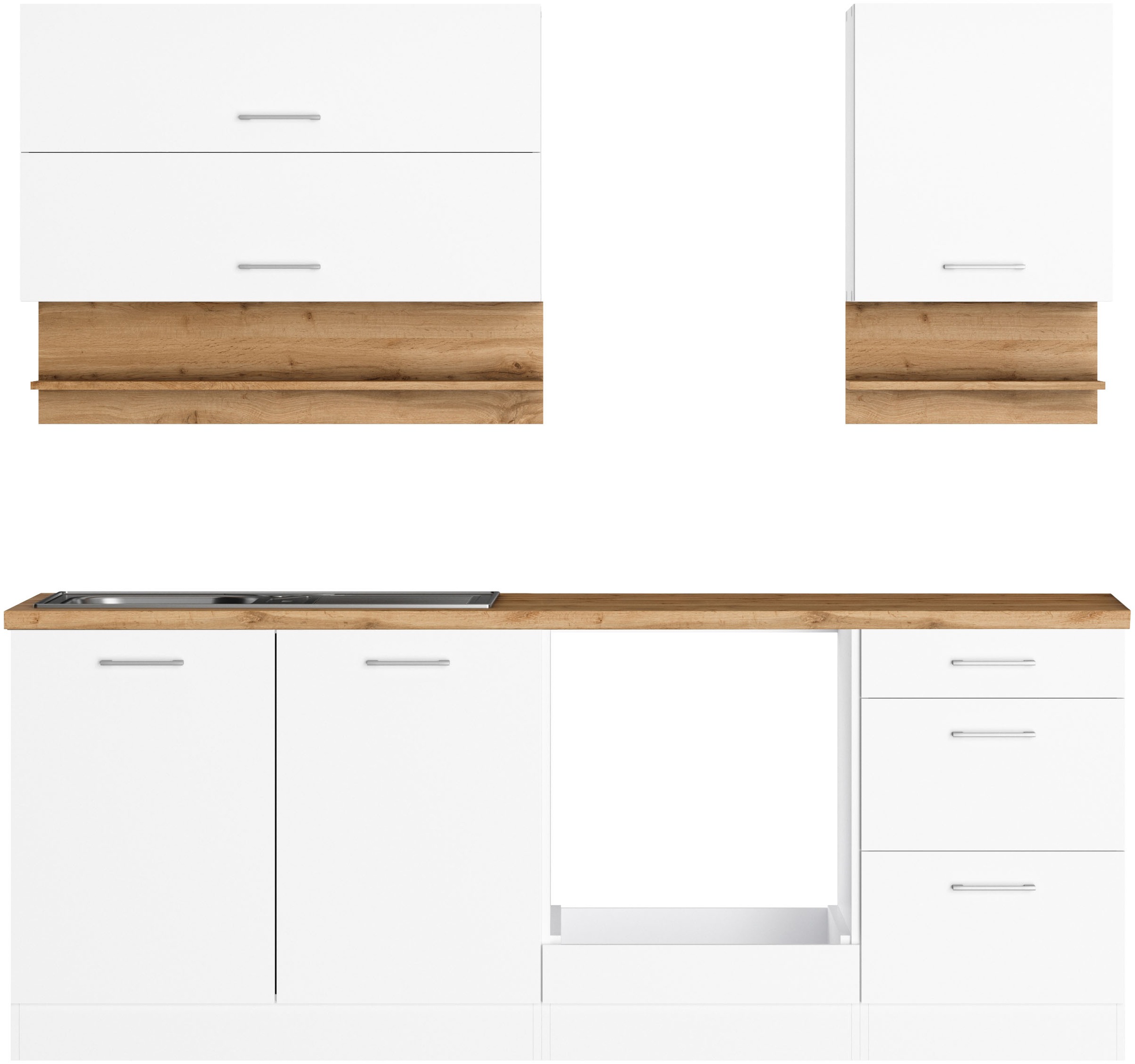 KOCHSTATION Küchenzeile »KS-Milan« 210 cm breit, robuste Metallauszüge, vie günstig online kaufen
