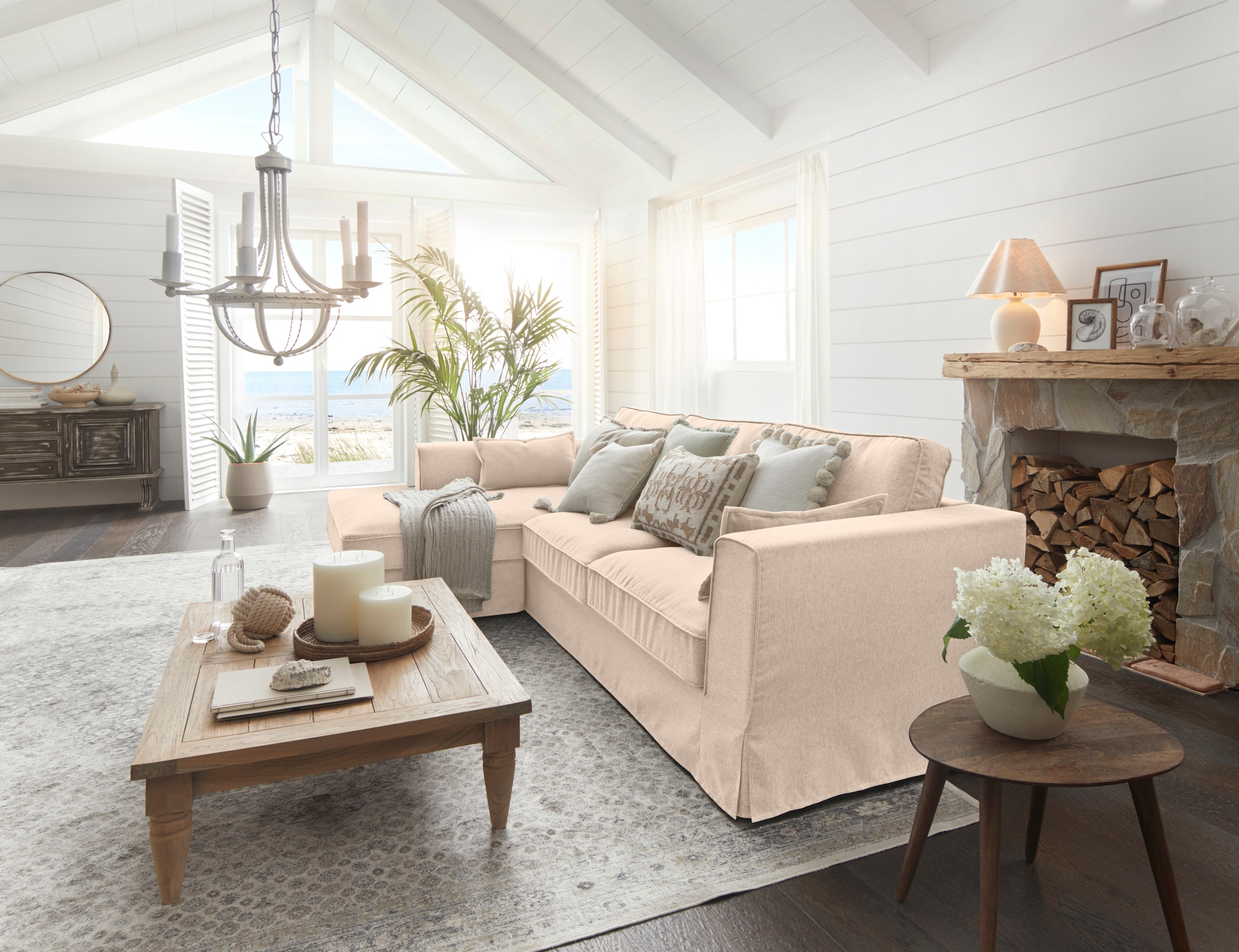 Home affaire Ecksofa »Vintage L-Form« 3-Sitzer Polsterecke im Landhausstil, günstig online kaufen