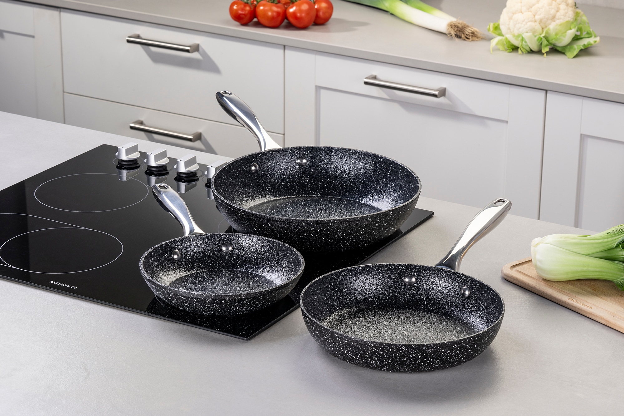 FACKELMANN Bratpfanne »Crossroad«, Aluminium, (Set, 3 tlg.), Bratpfannen-Set Crossroad Ø 20, 24, 28 cm – mit Keramik-Beschichtung