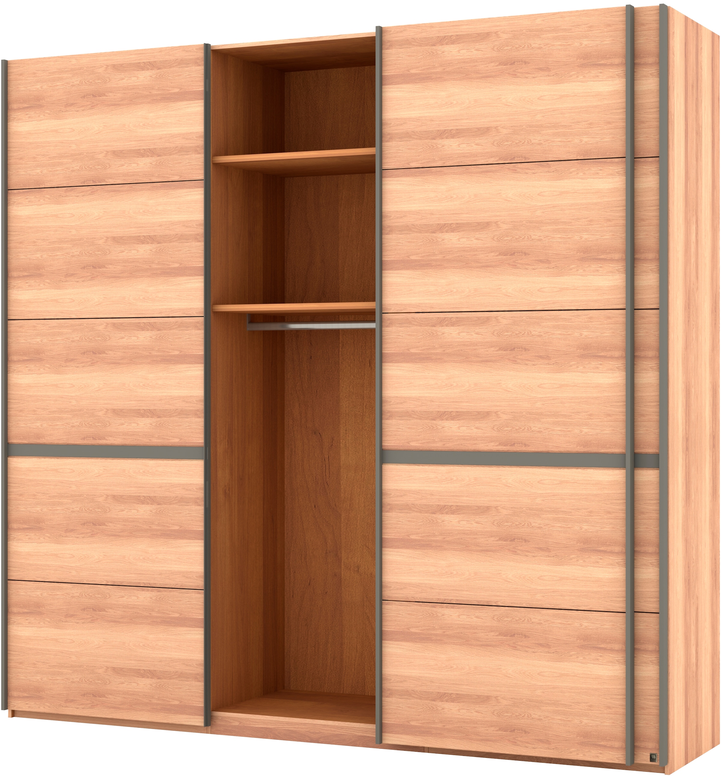 Musterring Schwebetürenschrank »Sorrent, Kleiderschrank«, (Teilmassiv Eiche, MADE IN GERMANY), Türen in Eiche massiv mit Kassetten-Optik, verschiedene Maße verfügbar