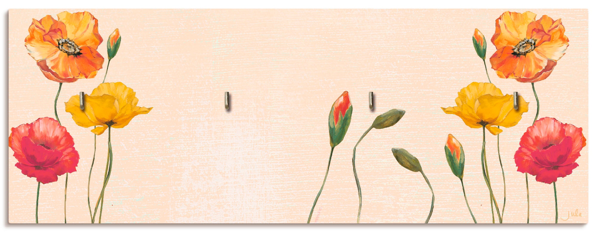 Artland Hakenleiste »Bunte Mohnblumen«, MDF